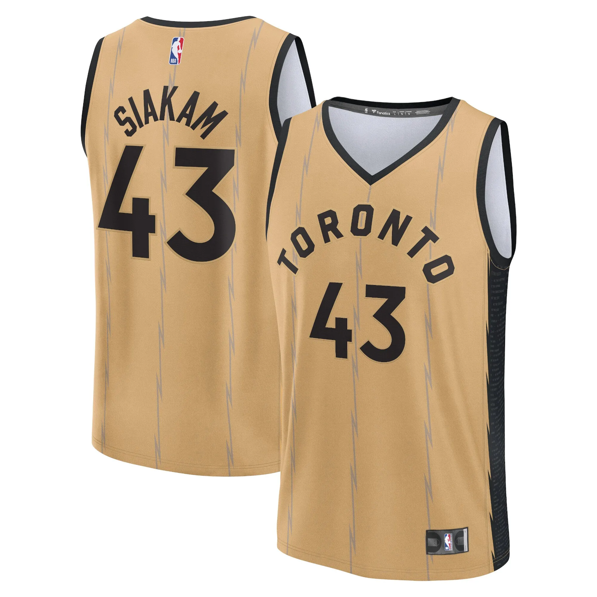 Pascal Siakam Toronto Raptors Fanatics Fast Break Jersey - Gold - City Edition
