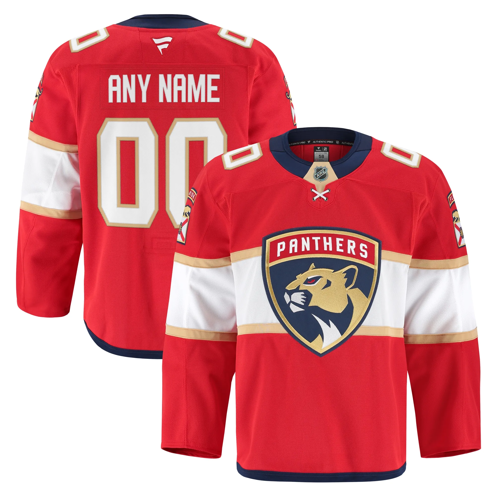 Florida Panthers Fanatics Home Authentic Pro Custom Jersey - Red