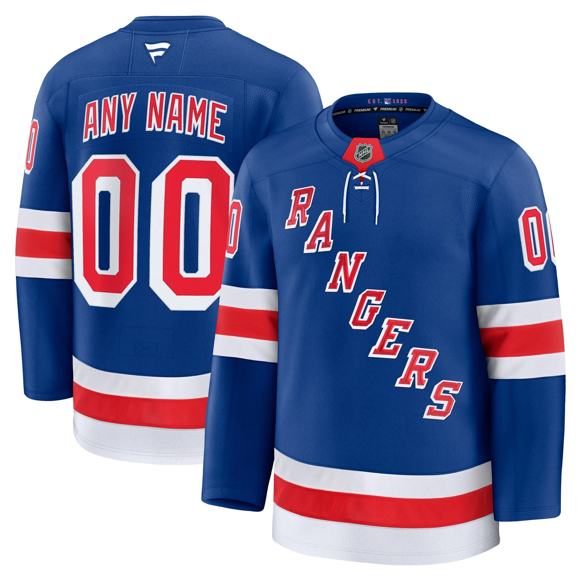 New York Rangers Fanatics Home Premium Custom Jersey - Royal