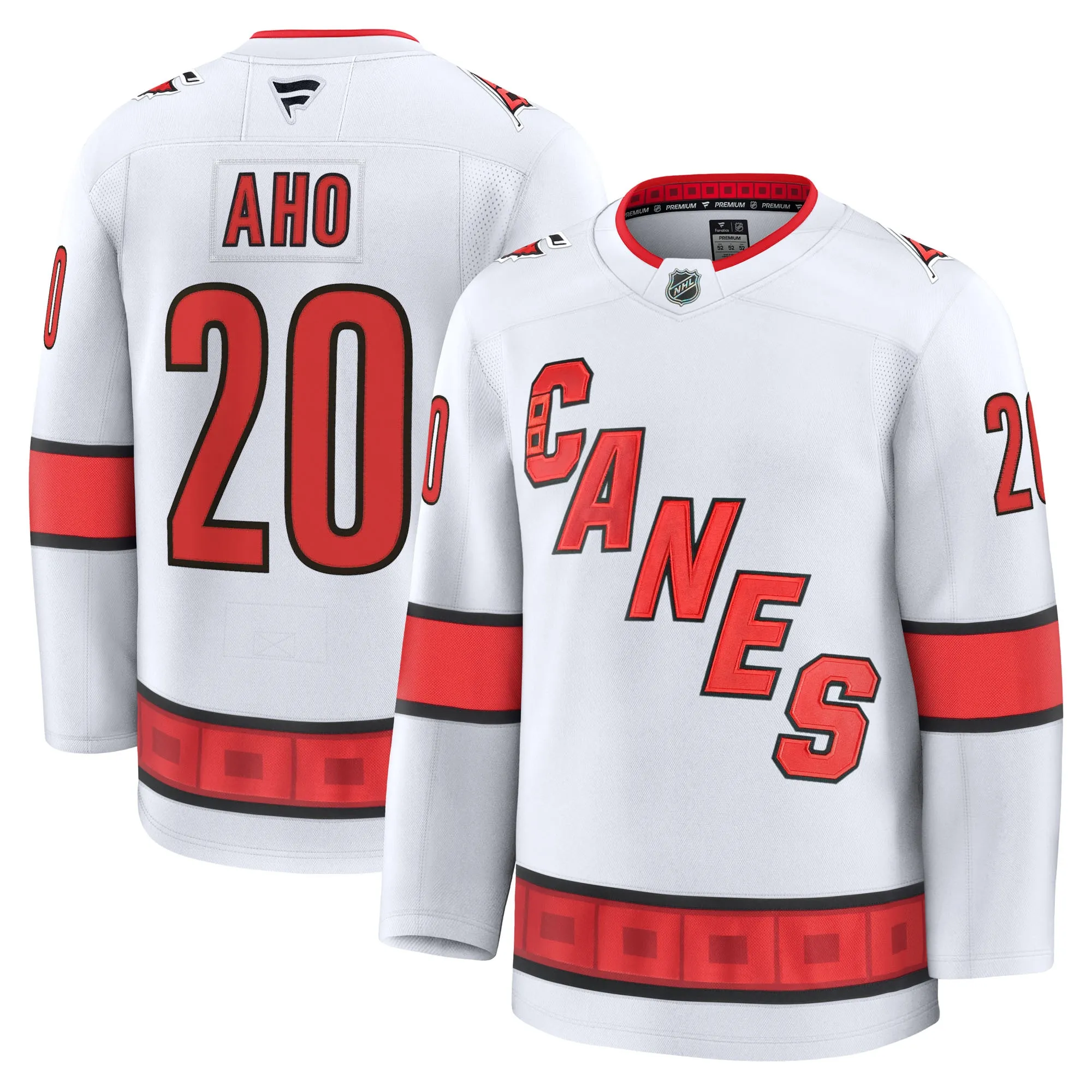 Sebastian Aho Carolina Hurricanes Fanatics Away Premium Jersey - White