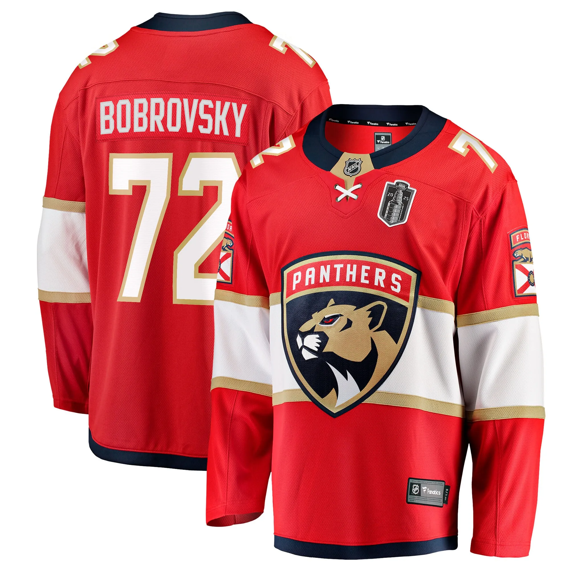 Sergei Bobrovsky Florida Panthers Fanatics 2025 Stanley Cup Final Home Breakaway Player Jersey - Red