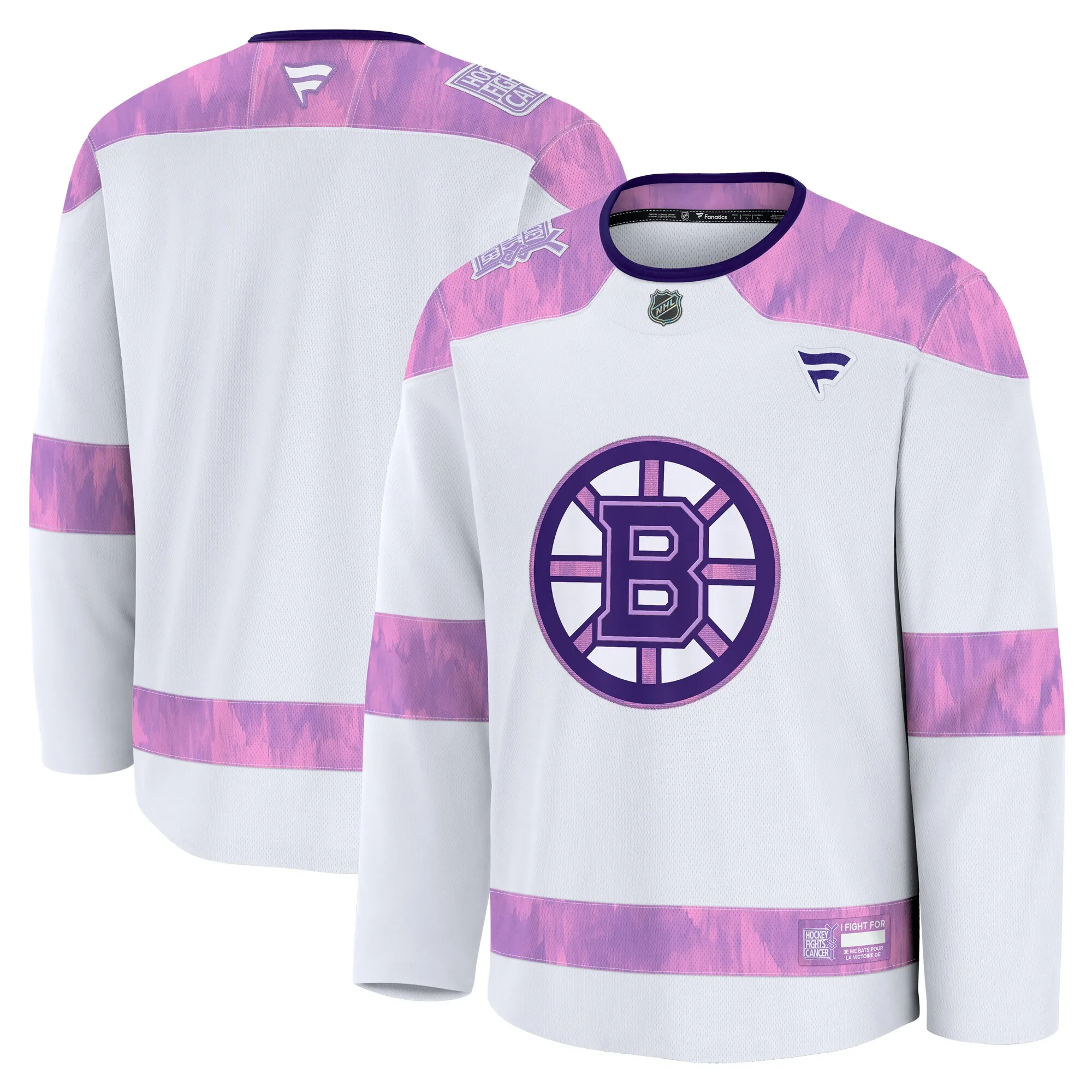 Boston Bruins Fanatics 2024 Hockey Fights Cancer Practice Jersey - White