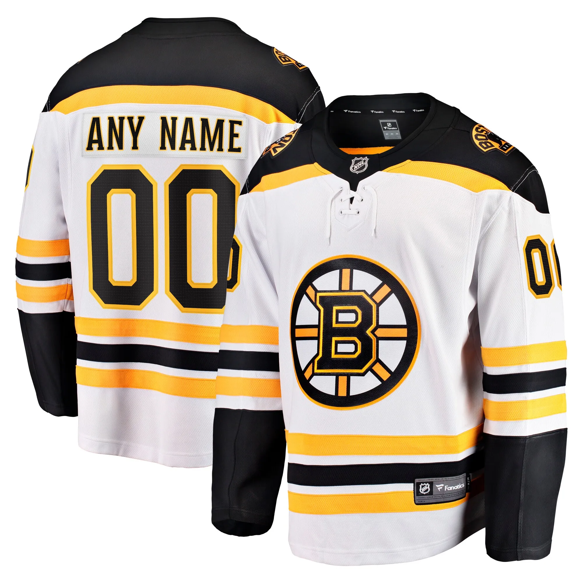 Boston Bruins Fanatics Away Breakaway Custom Jersey - White