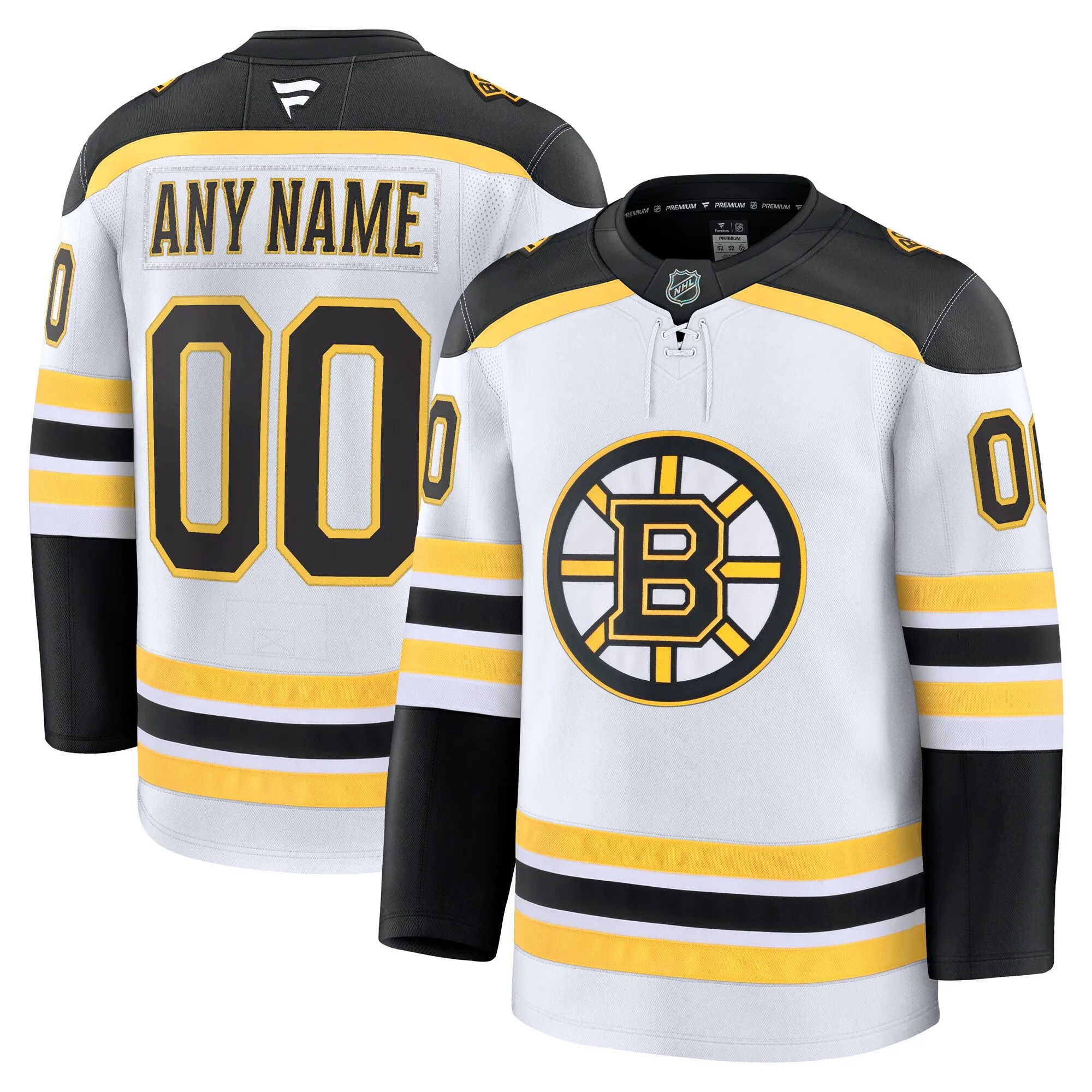Boston Bruins Fanatics Away Premium Custom Jersey - White