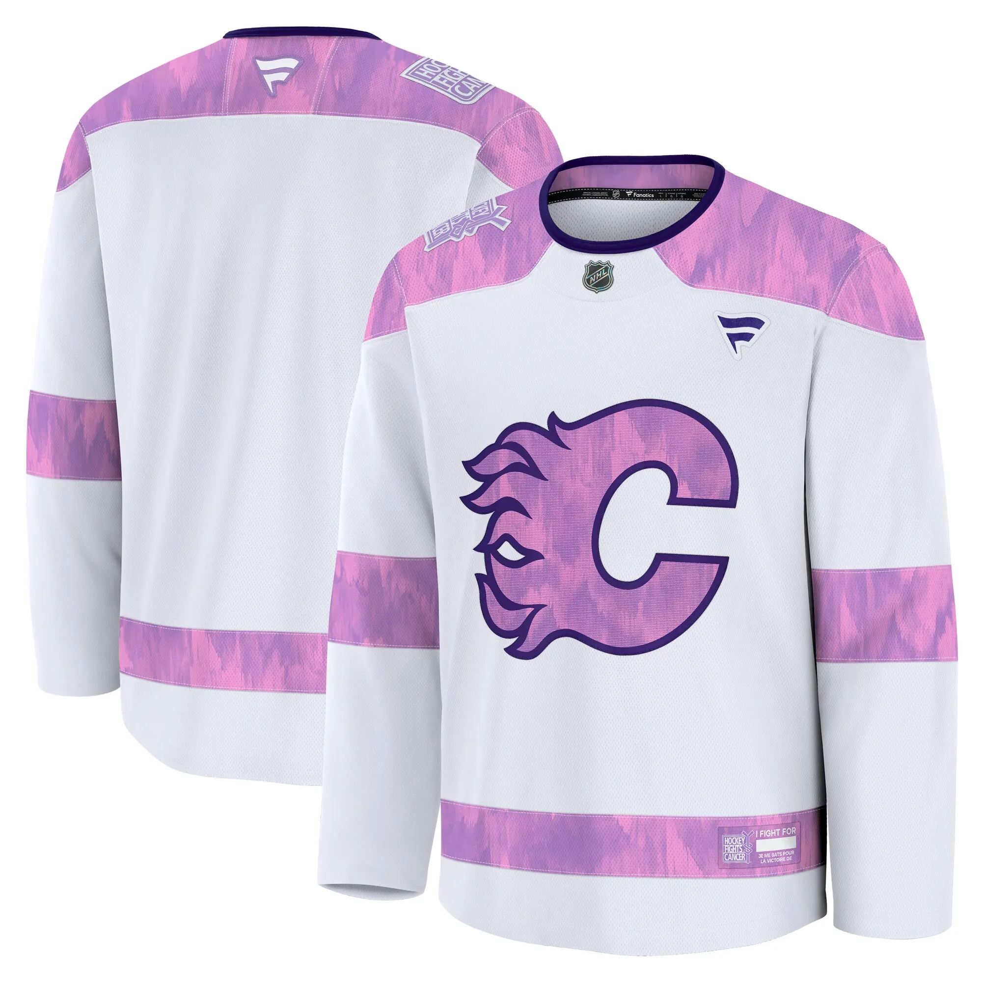Calgary Flames Fanatics 2024 Hockey Fights Cancer Practice Jersey - White
