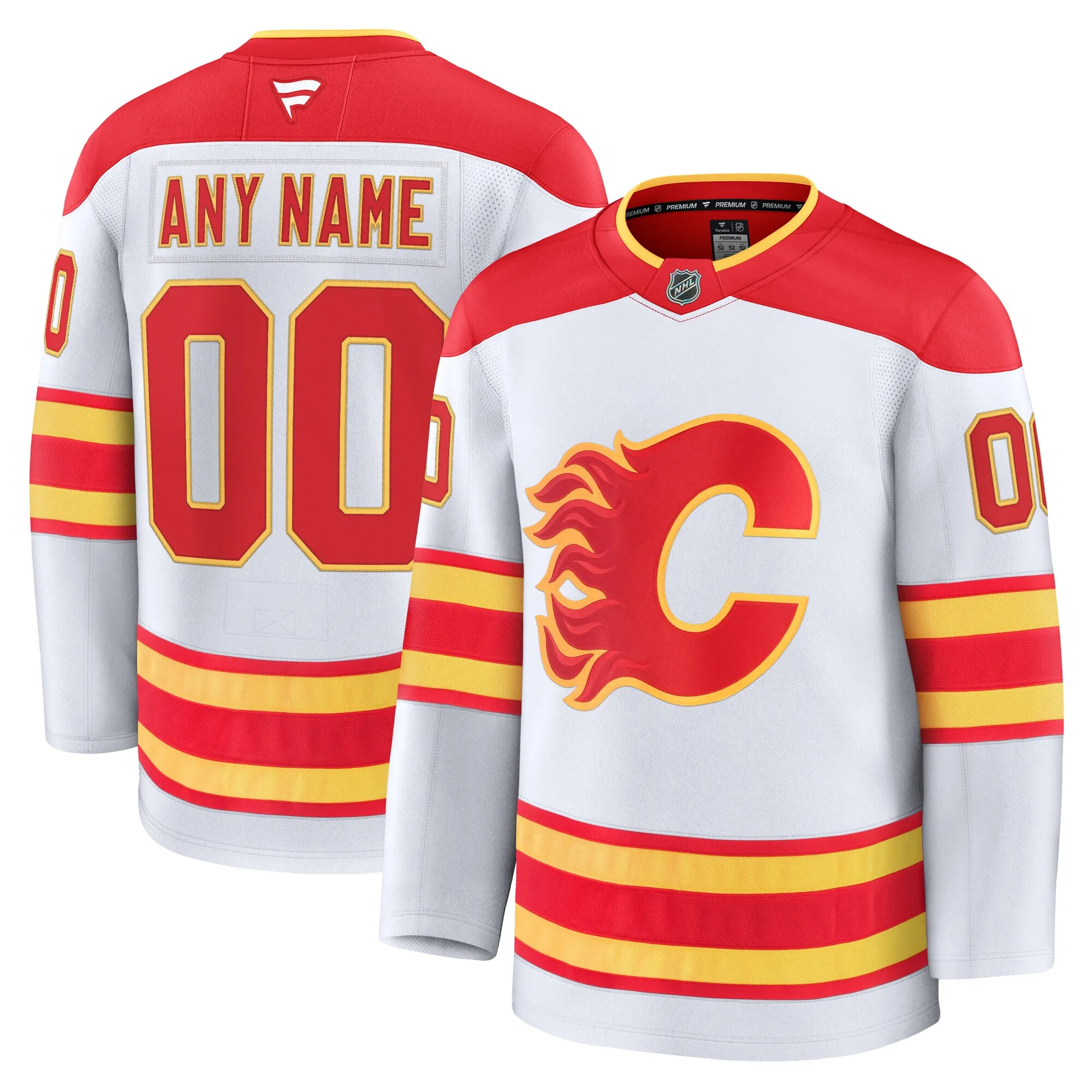 Calgary Flames Fanatics Away Premium Custom Jersey - White