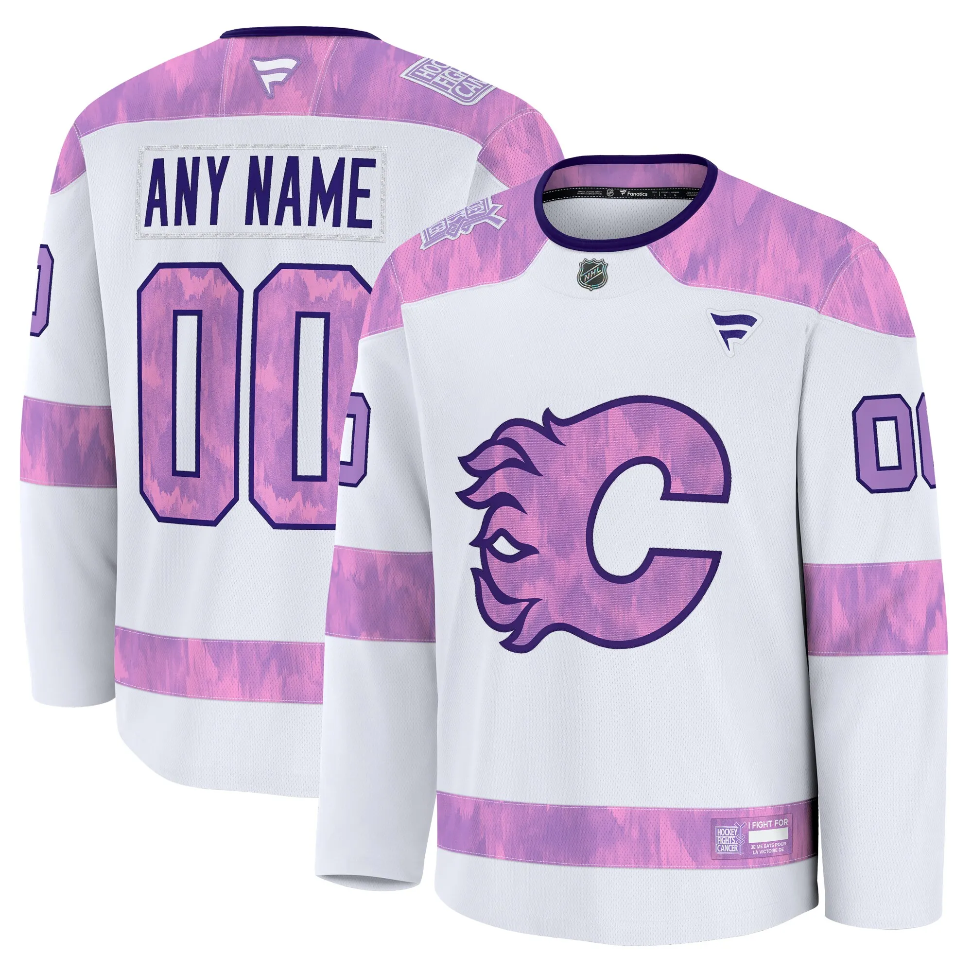 Calgary Flames Fanatics 2024 Hockey Fights Cancer Custom Practice Jersey - White