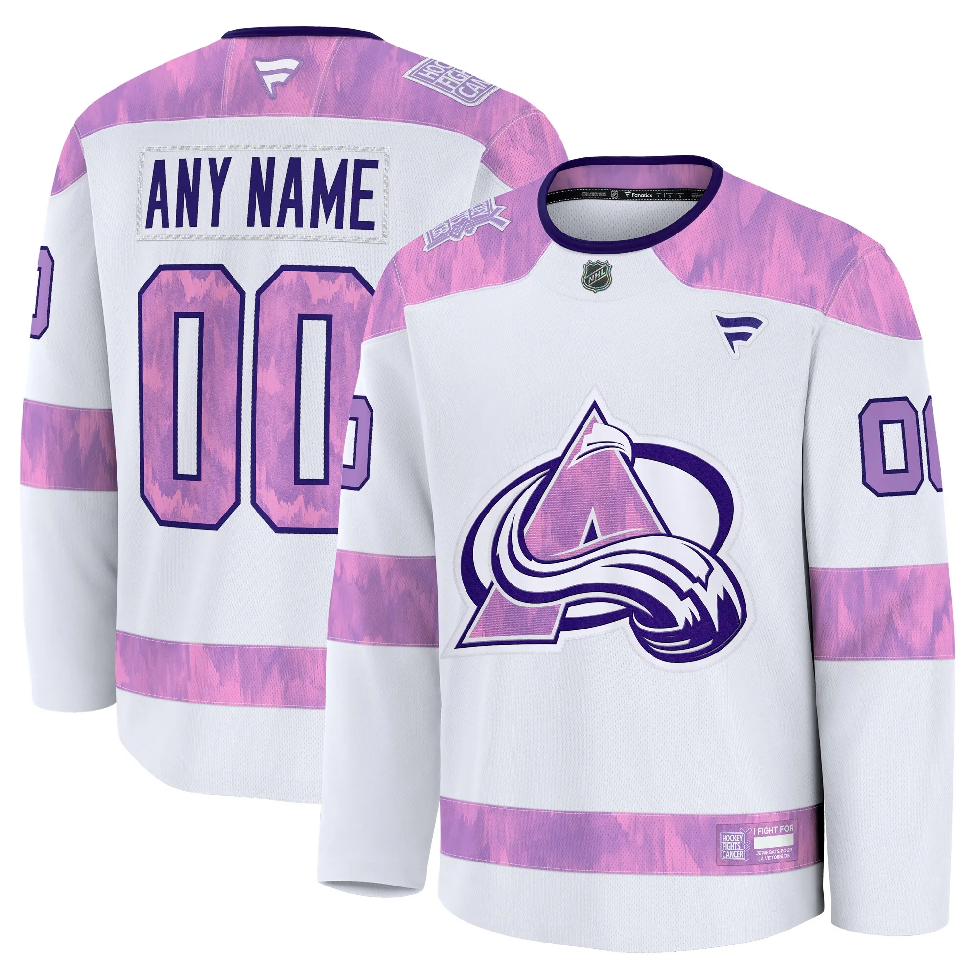 Colorado Avalanche Fanatics 2024 Hockey Fights Cancer Custom Practice Jersey - White