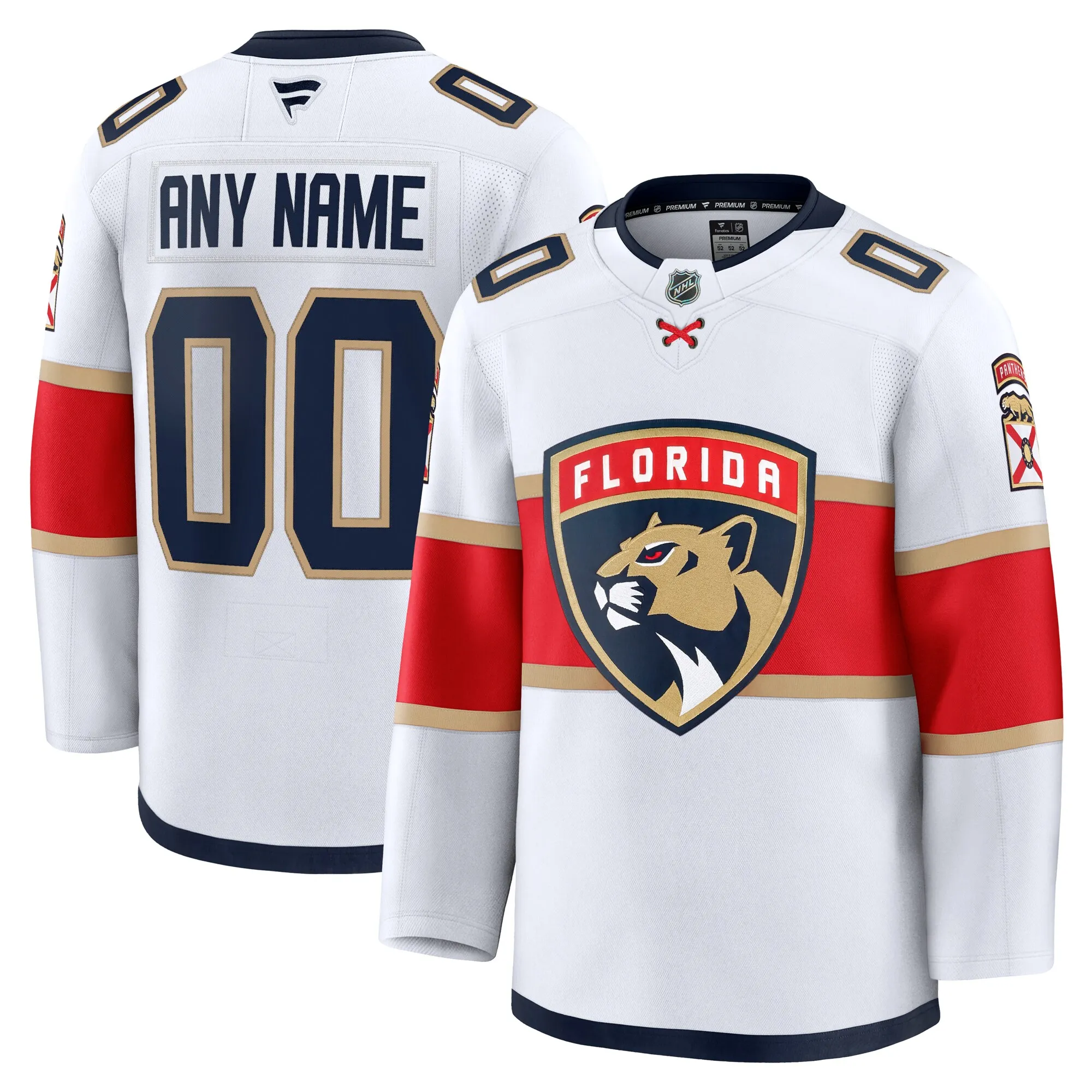 Florida Panthers Fanatics Away Premium Custom Jersey - White