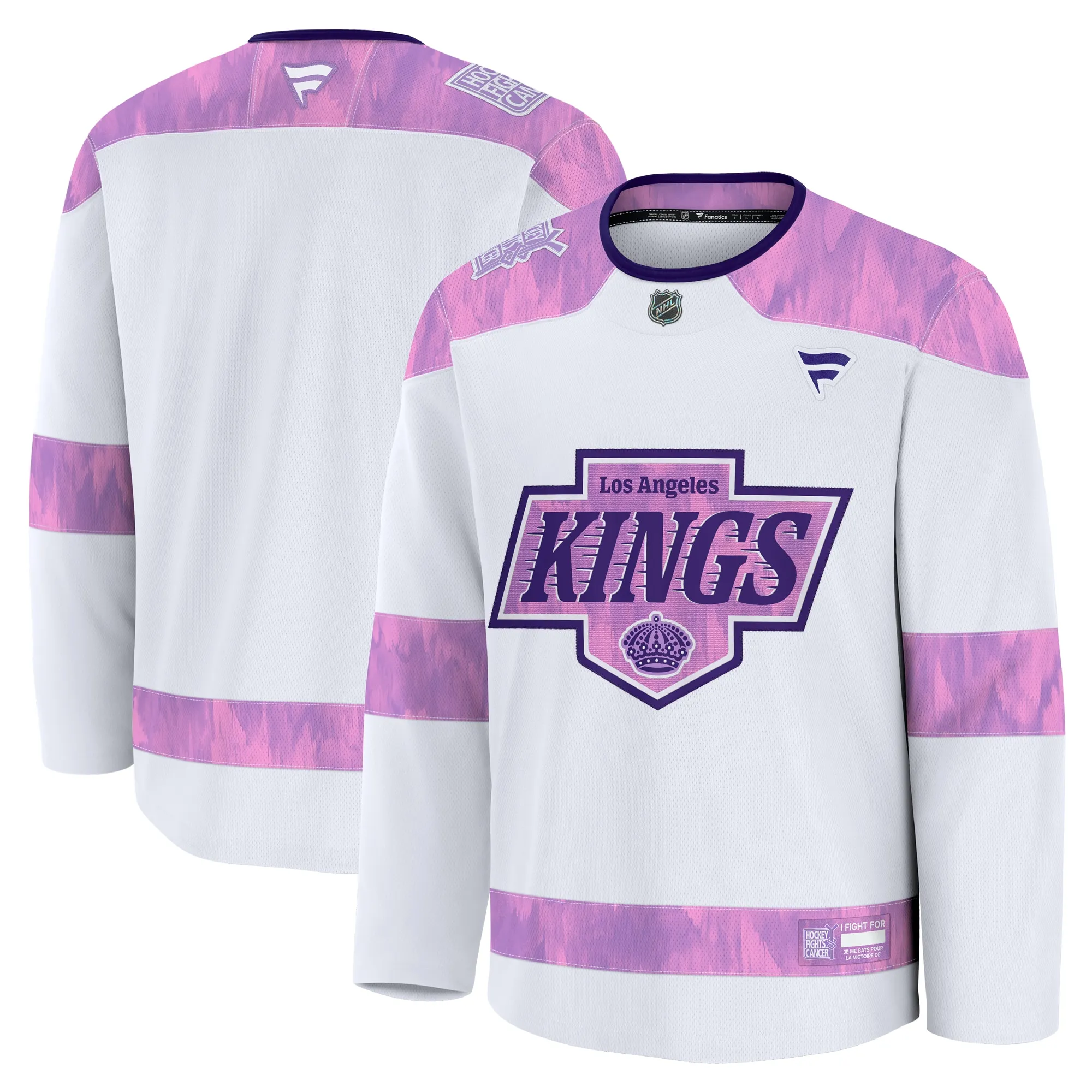Los Angeles Kings Fanatics 2024 Hockey Fights Cancer Practice Jersey - White