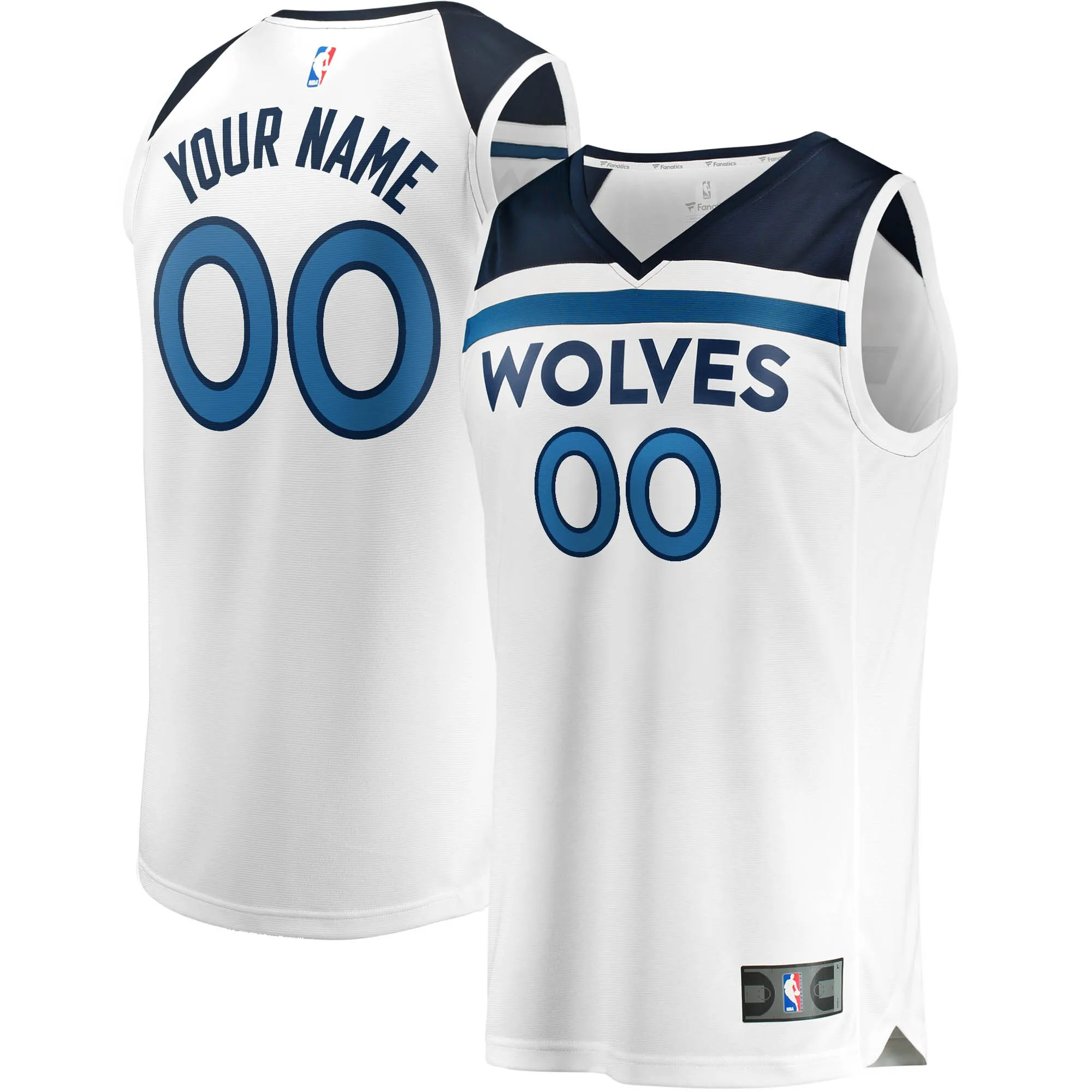 Minnesota Timberwolves Fanatics Fast Break Custom Replica Jersey White - Association Edition