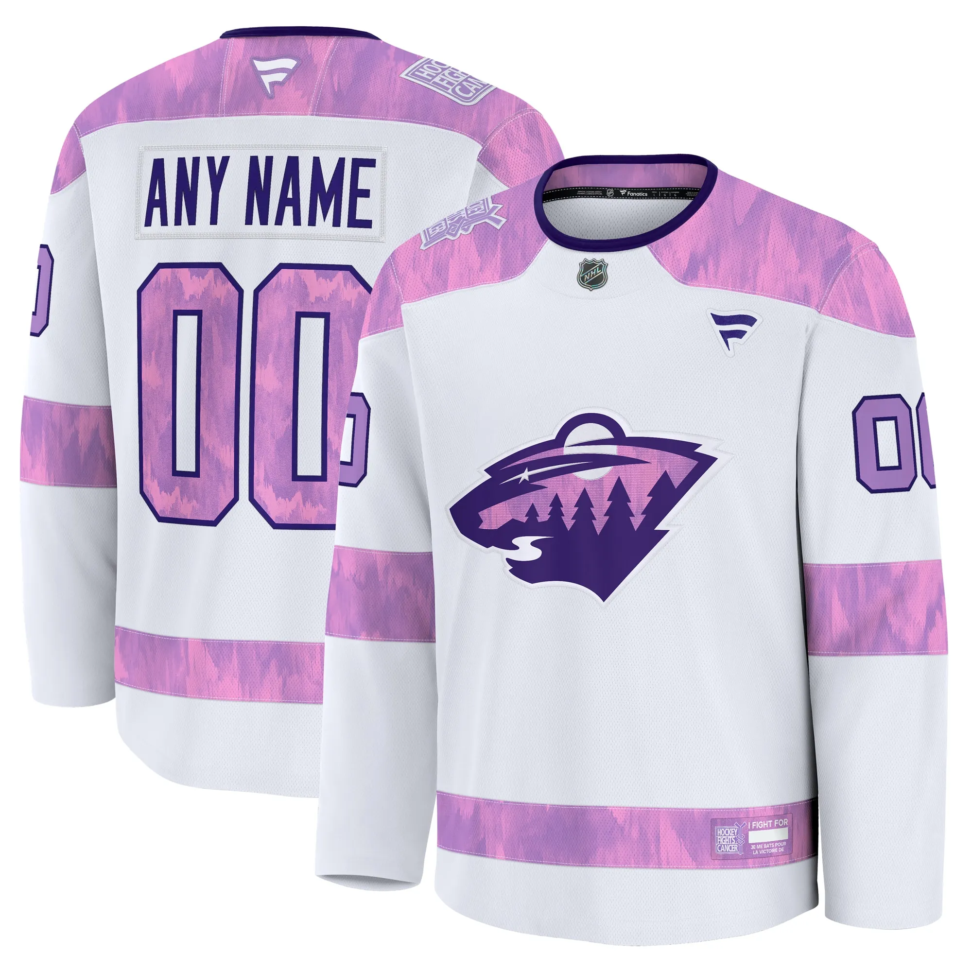 Minnesota Wild Fanatics 2024 Hockey Fights Cancer Custom Practice Jersey - White