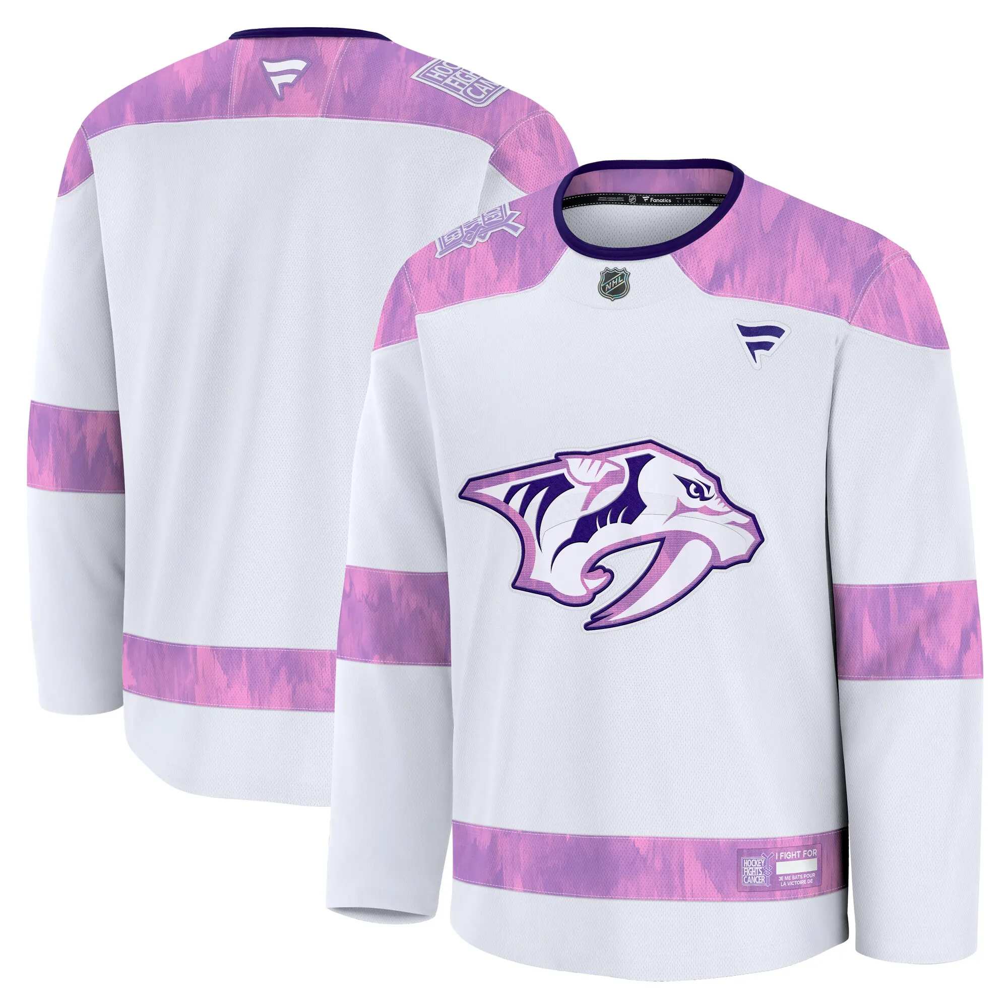 Nashville Predators Fanatics 2024 Hockey Fights Cancer Practice Jersey - White