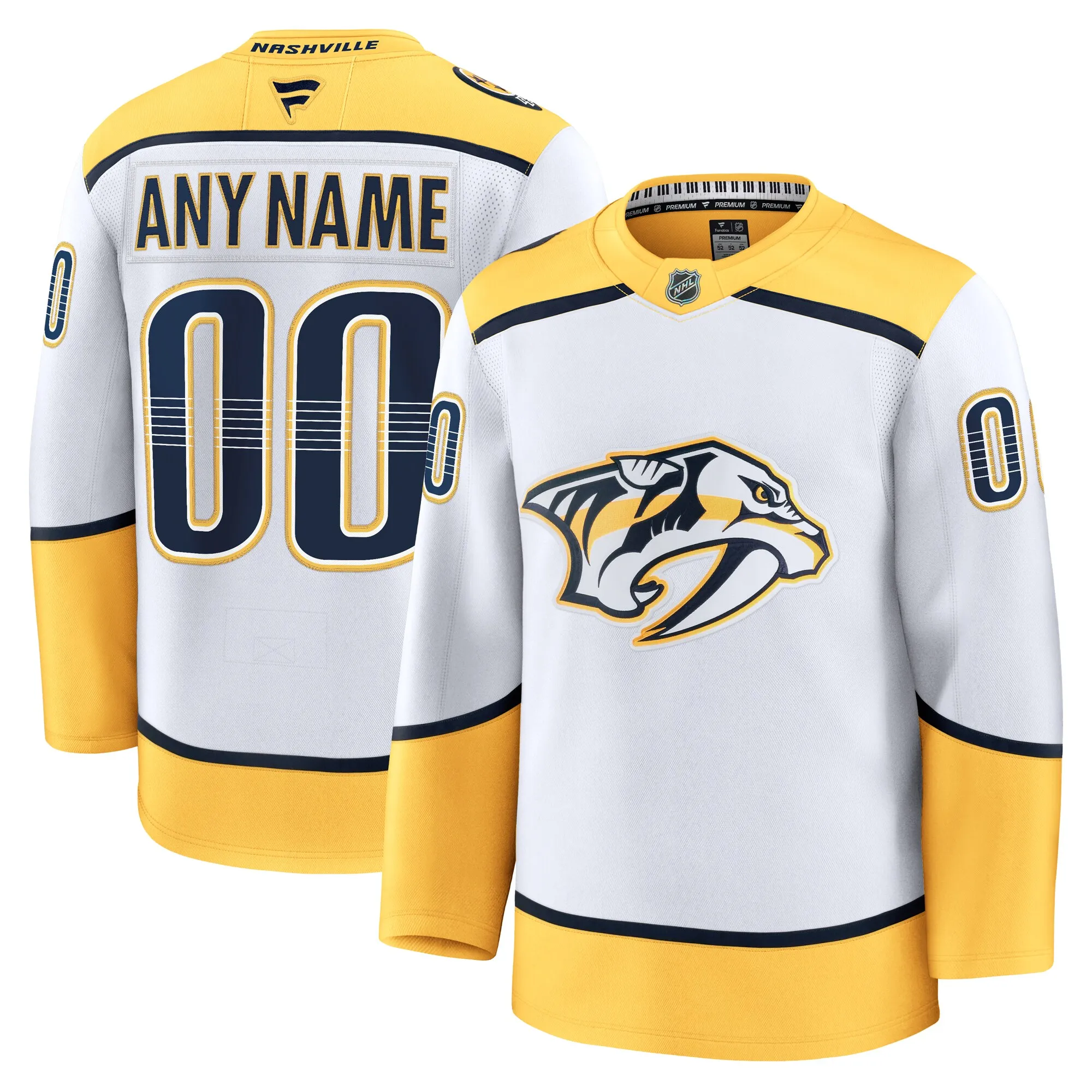 Nashville Predators Fanatics Away Premium Custom Jersey - White