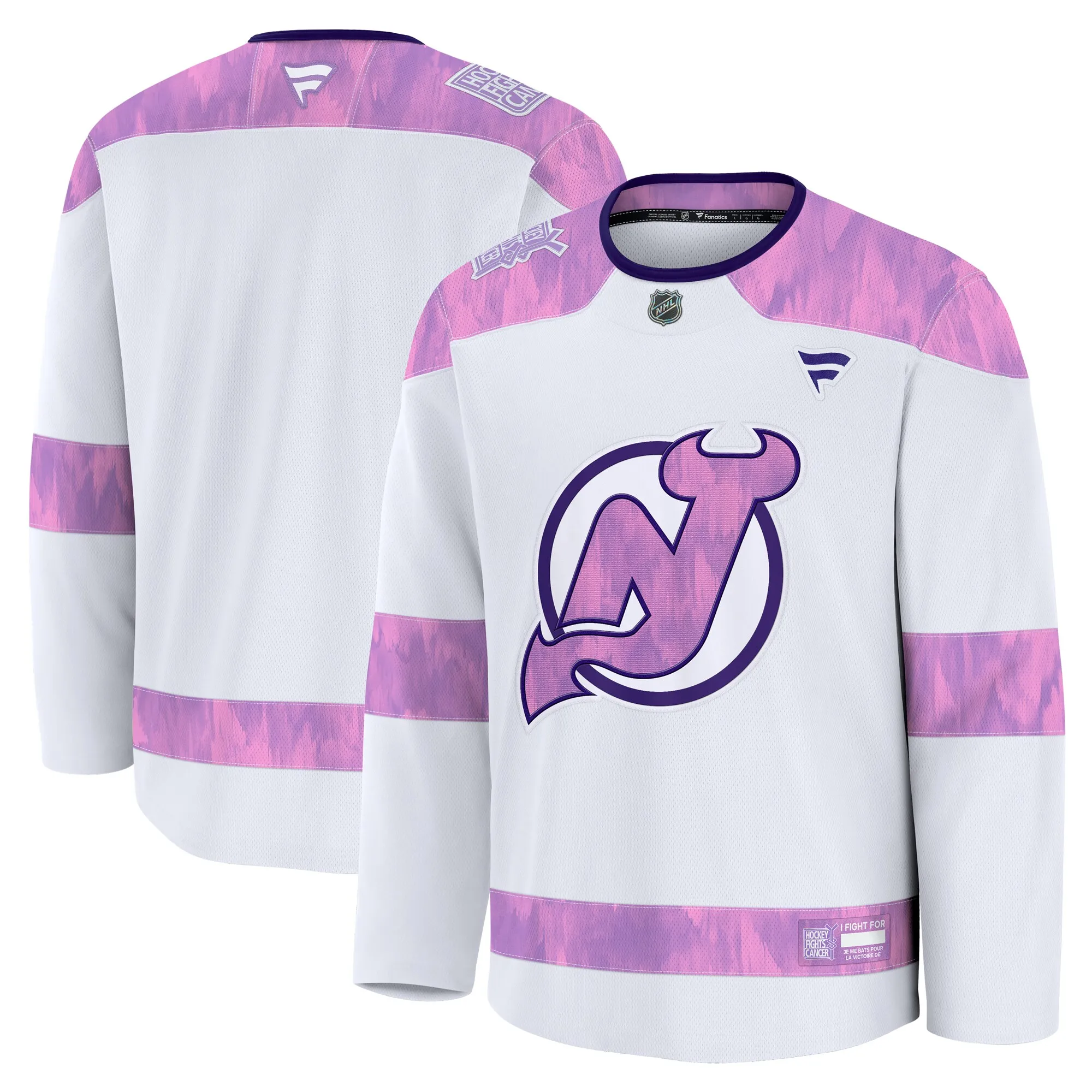 New Jersey Devils Fanatics 2024 Hockey Fights Cancer Practice Jersey - White