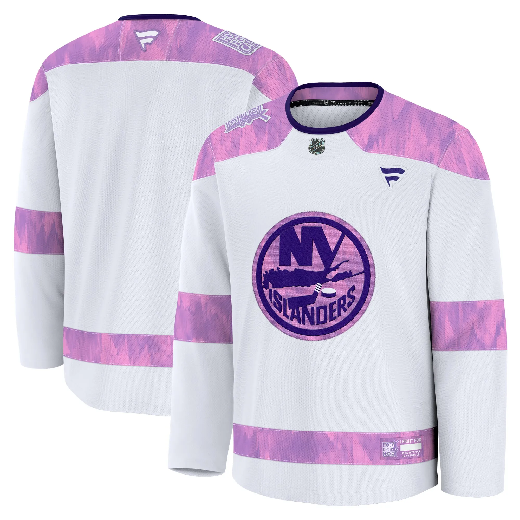 New York Islanders Fanatics 2024 Hockey Fights Cancer Practice Jersey - White