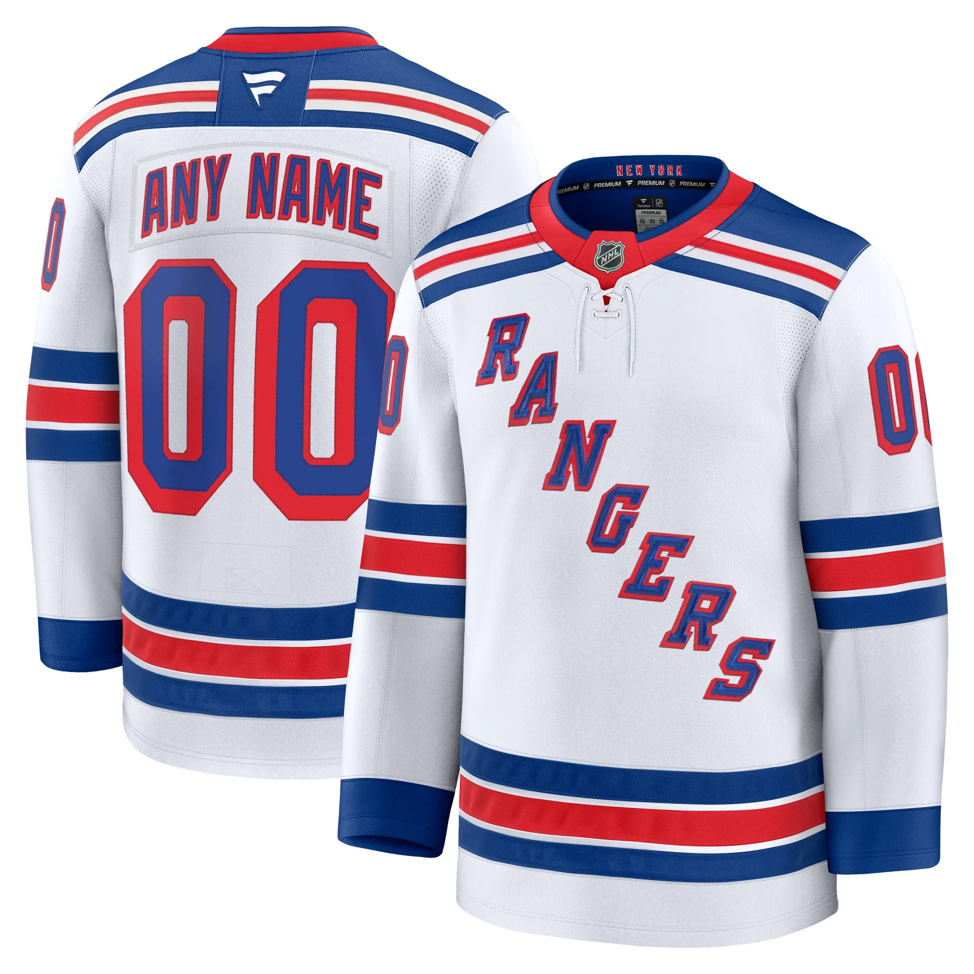 New York Rangers Fanatics Away Premium Custom Jersey - White
