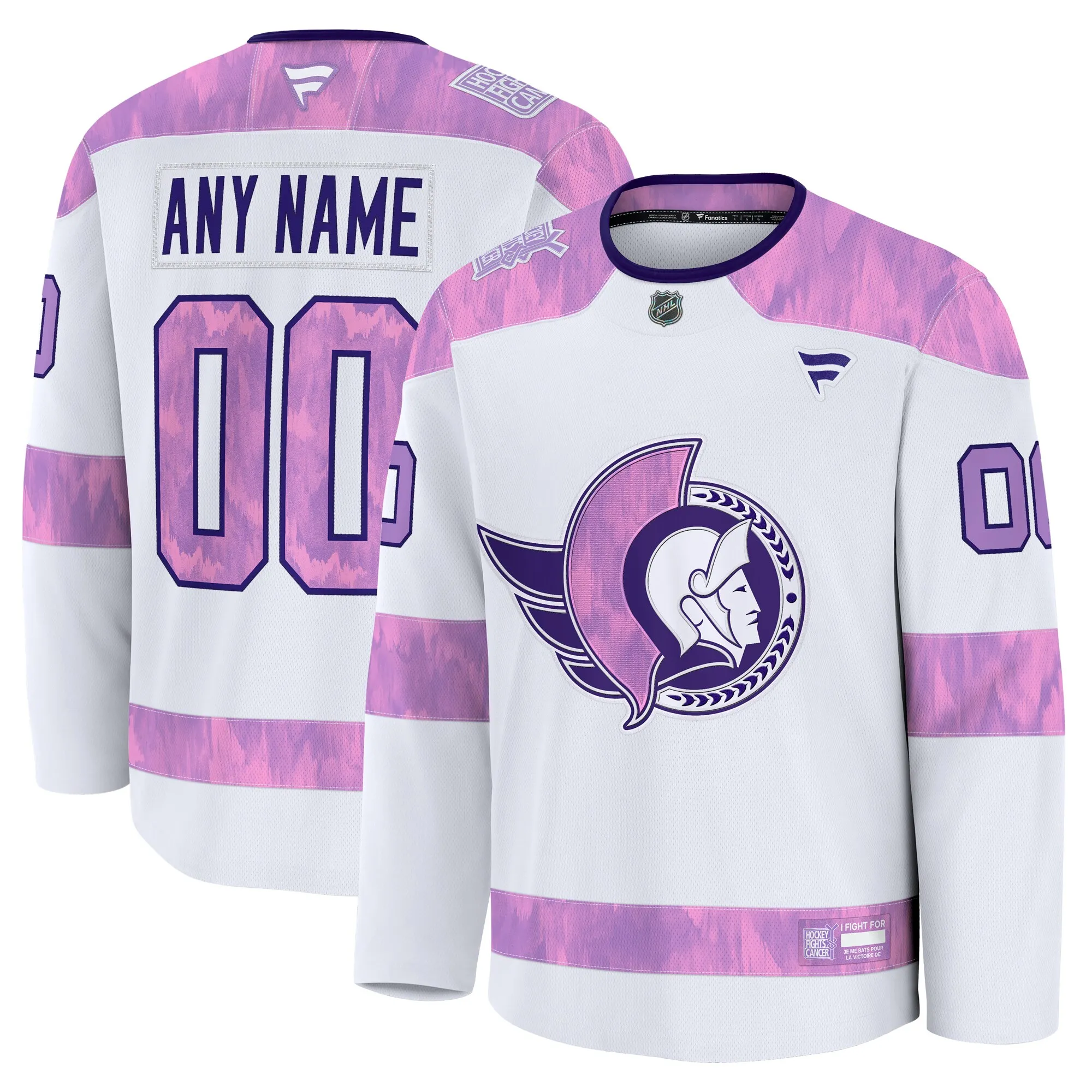 Ottawa Senators Fanatics 2024 Hockey Fights Cancer Custom Practice Jersey - White