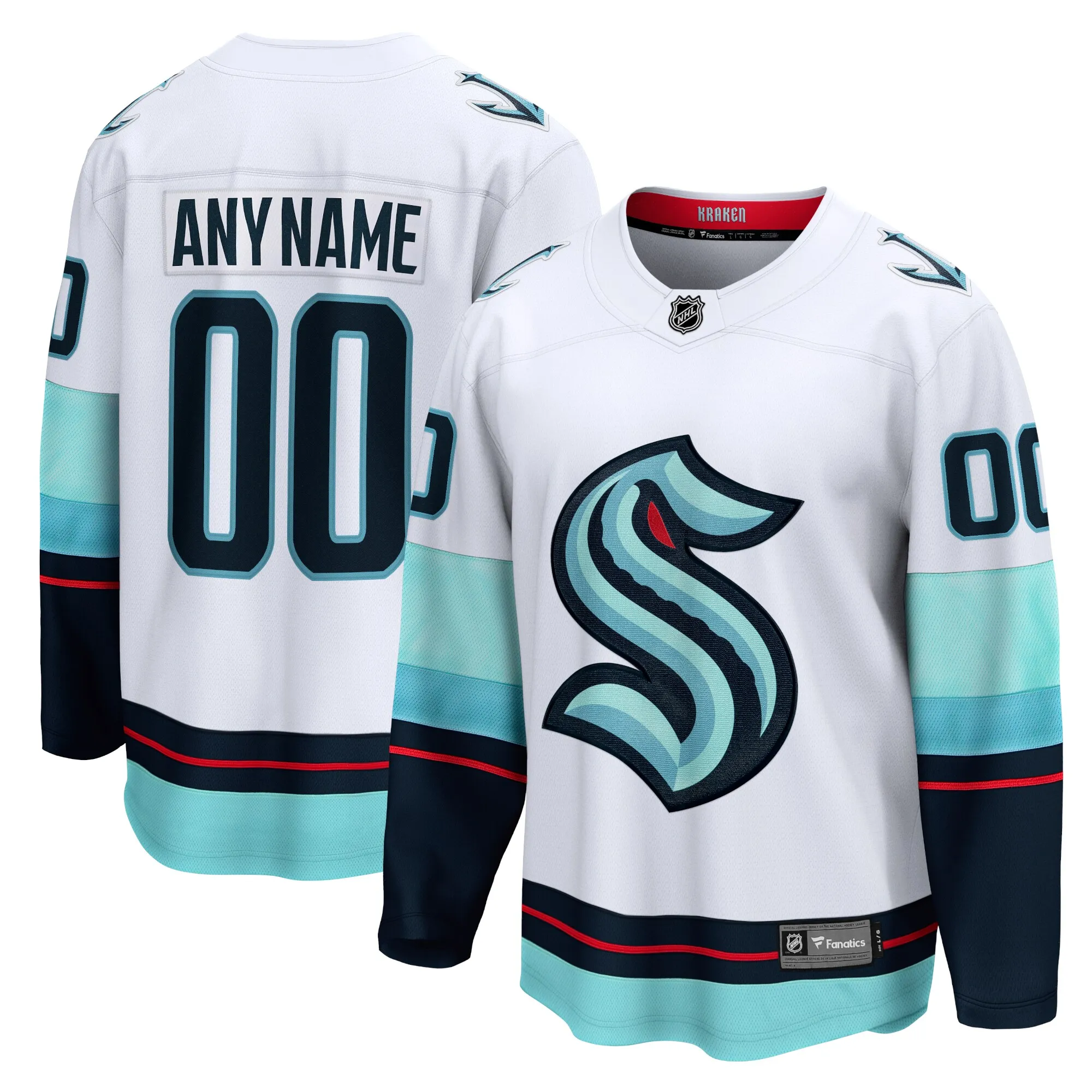 Seattle Kraken Fanatics Away Breakaway Custom Jersey - White