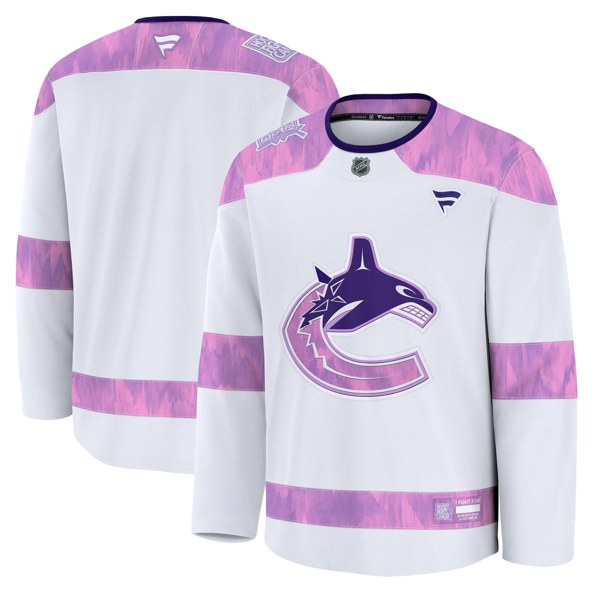 Vancouver Canucks Fanatics 2024 Hockey Fights Cancer Practice Jersey - White