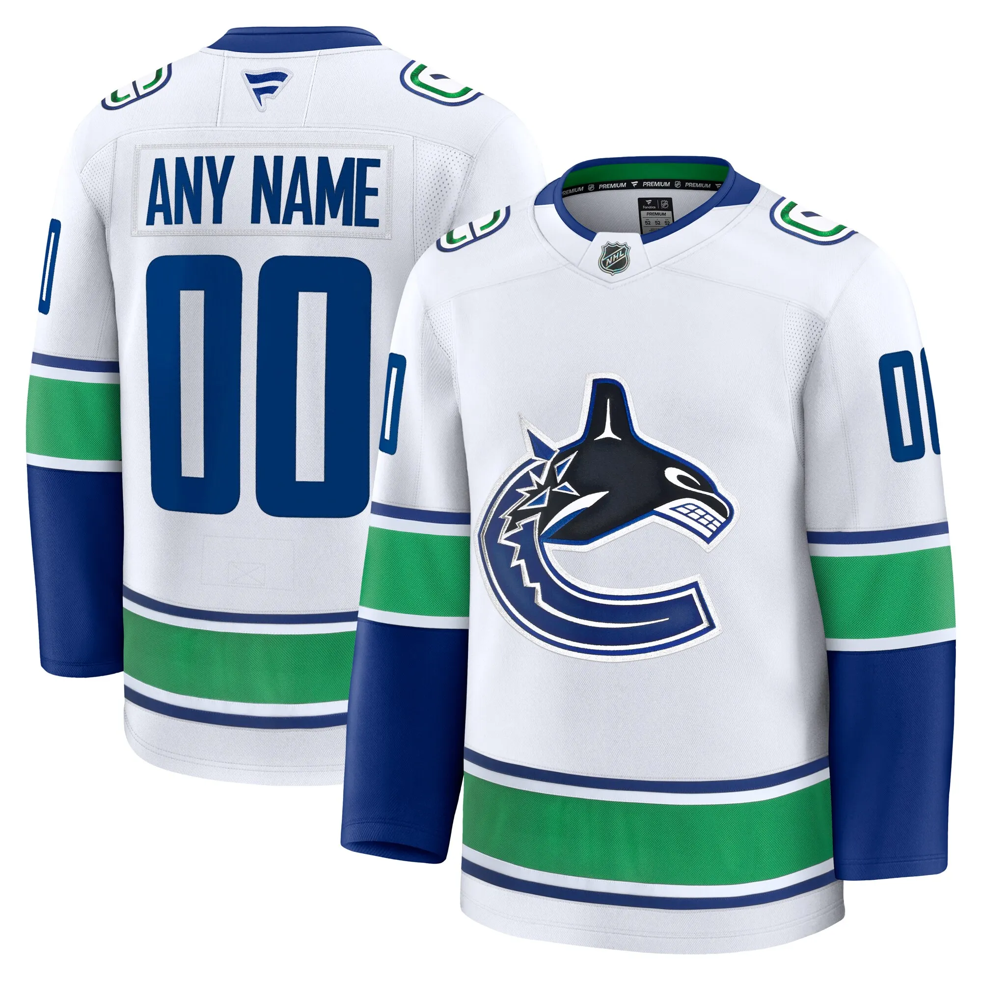 Vancouver Canucks Fanatics Away Premium Custom Jersey - White