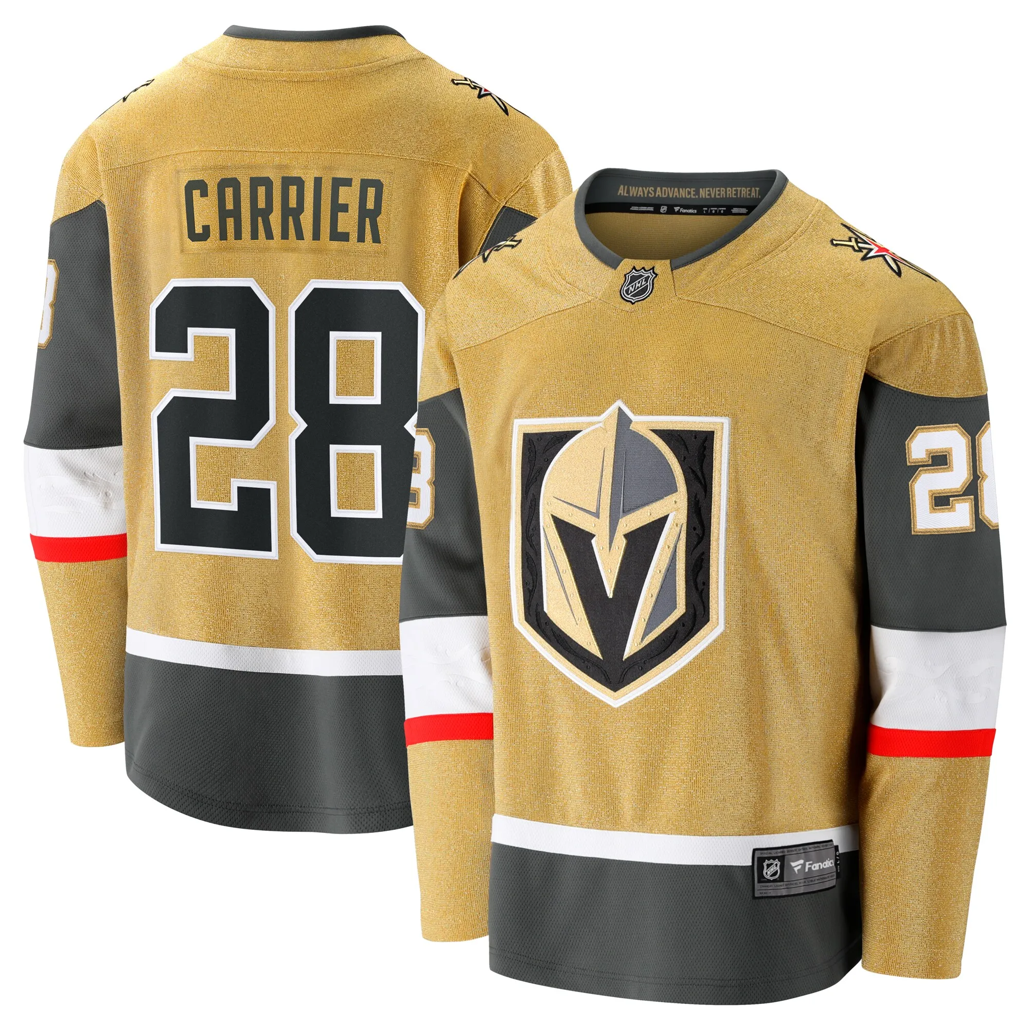 William Carrier Vegas Golden Knights Fanatics Home Breakaway Jersey - Gold