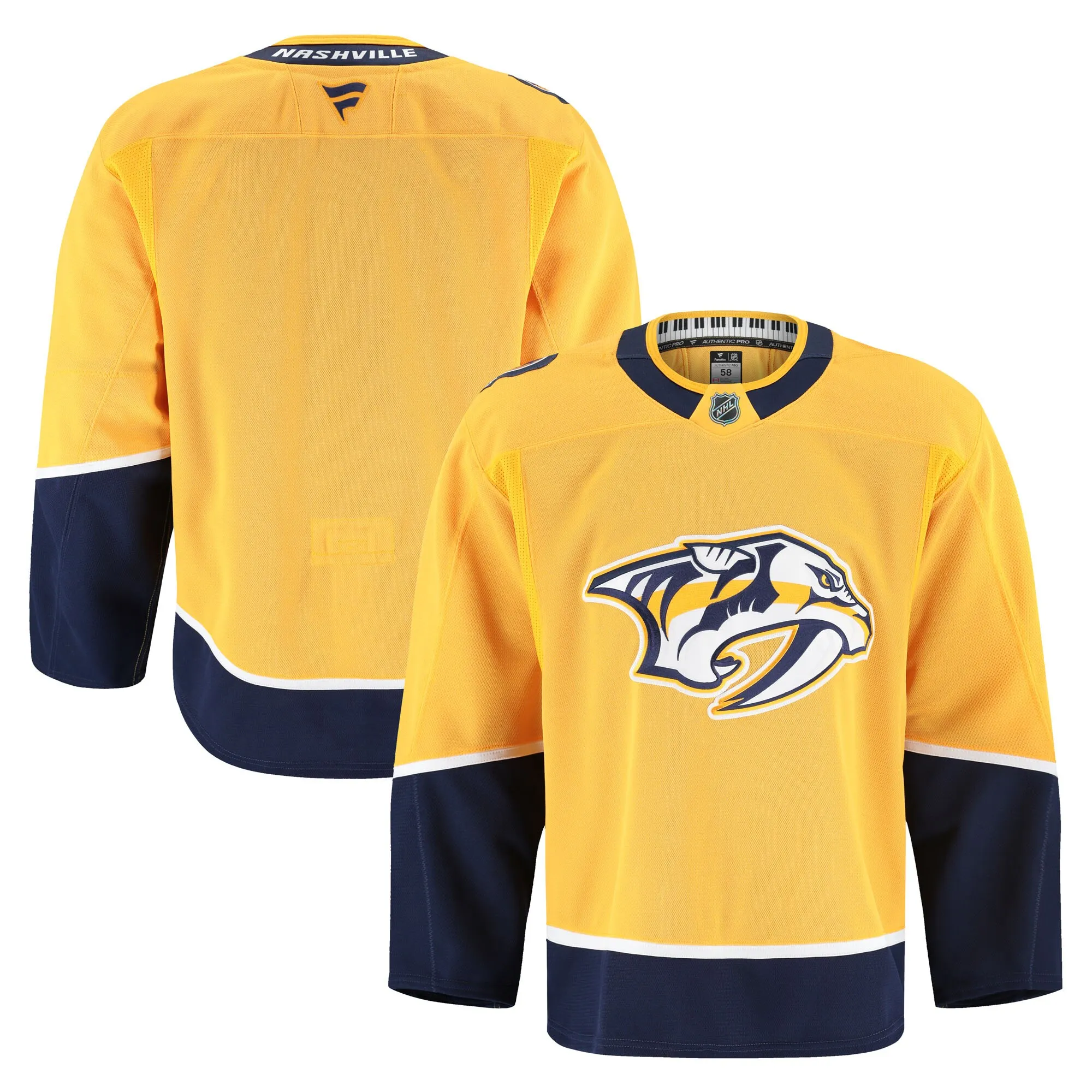 Nashville Predators Fanatics Home Authentic Pro Jersey - Yellow