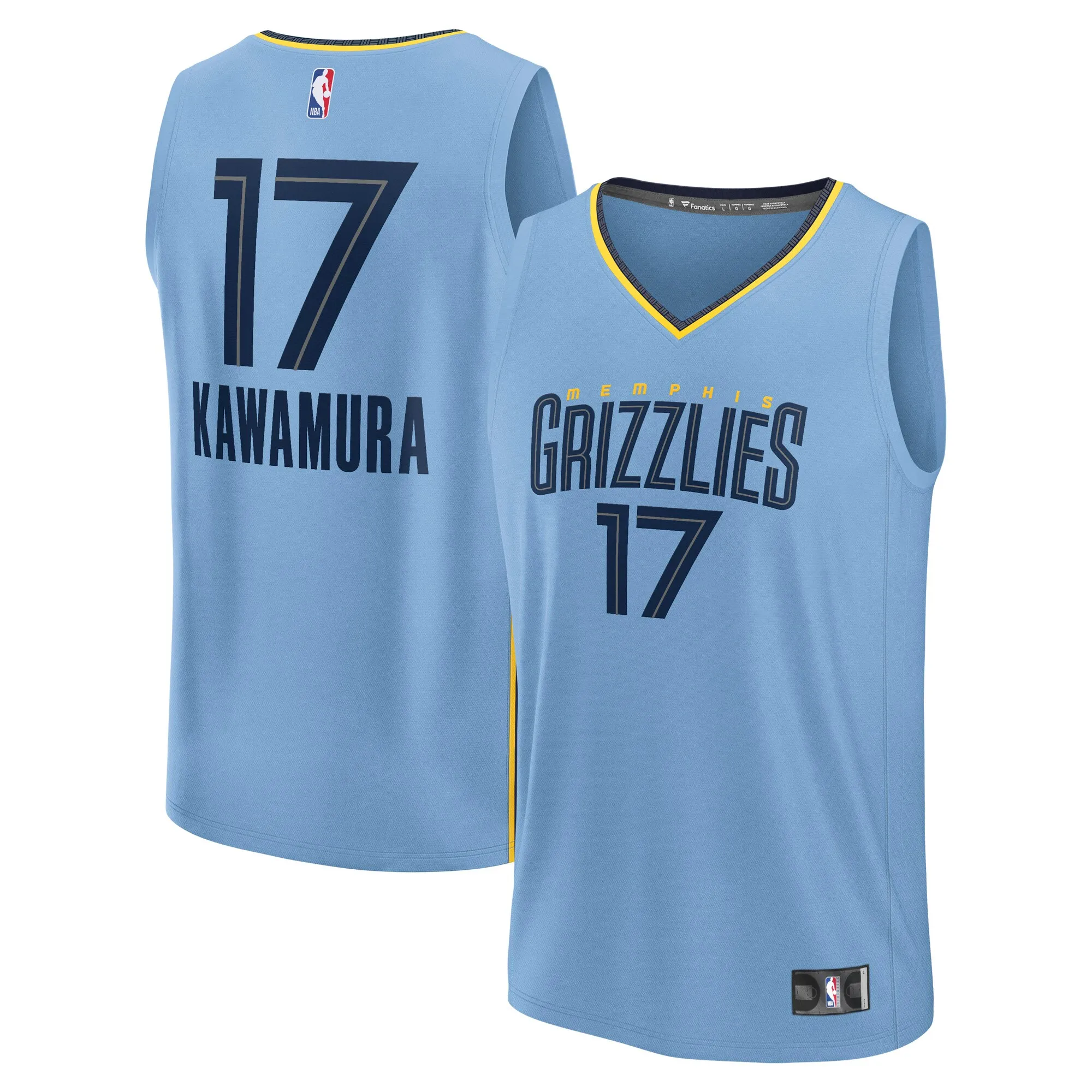 Yuki Kawamura Memphis Grizzlies Fanatics Fast Break Replica Player Jersey - Statement Edition - Light Blue
