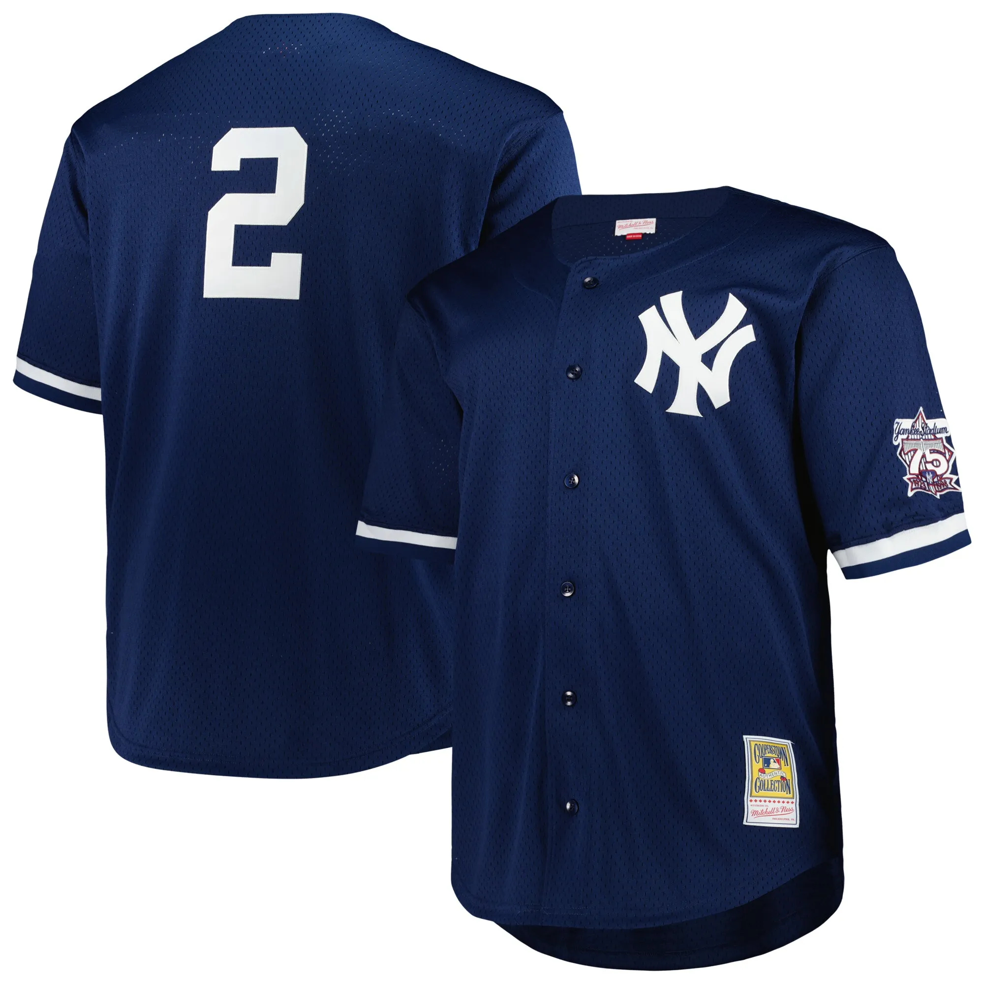 Derek Jeter New York Yankees Mitchell & Ness Big & Tall Cooperstown Collection Mesh Batting Practice Jersey - Navy