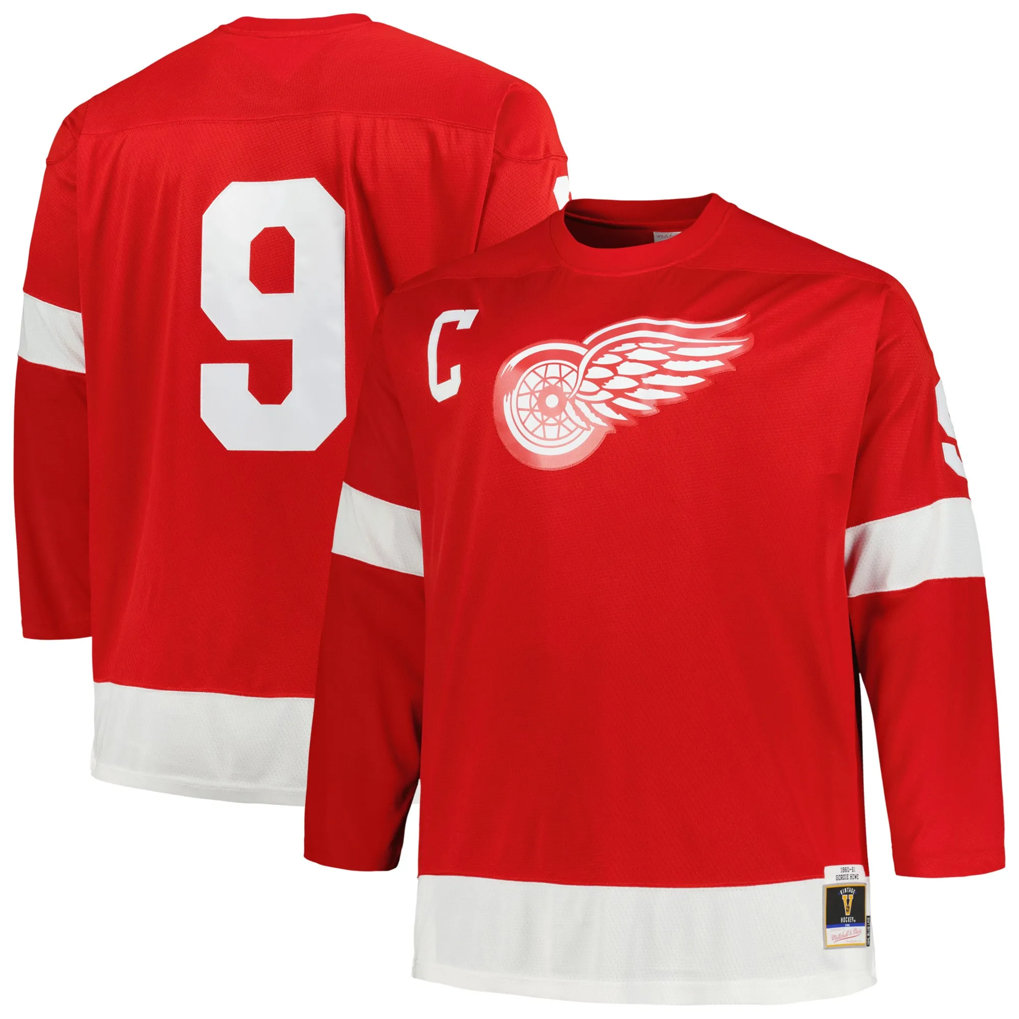 Gordie Howe Detroit Red Wings Mitchell & Ness Big & Tall 1960 Captain Patch Blue Line Player Jersey - Red