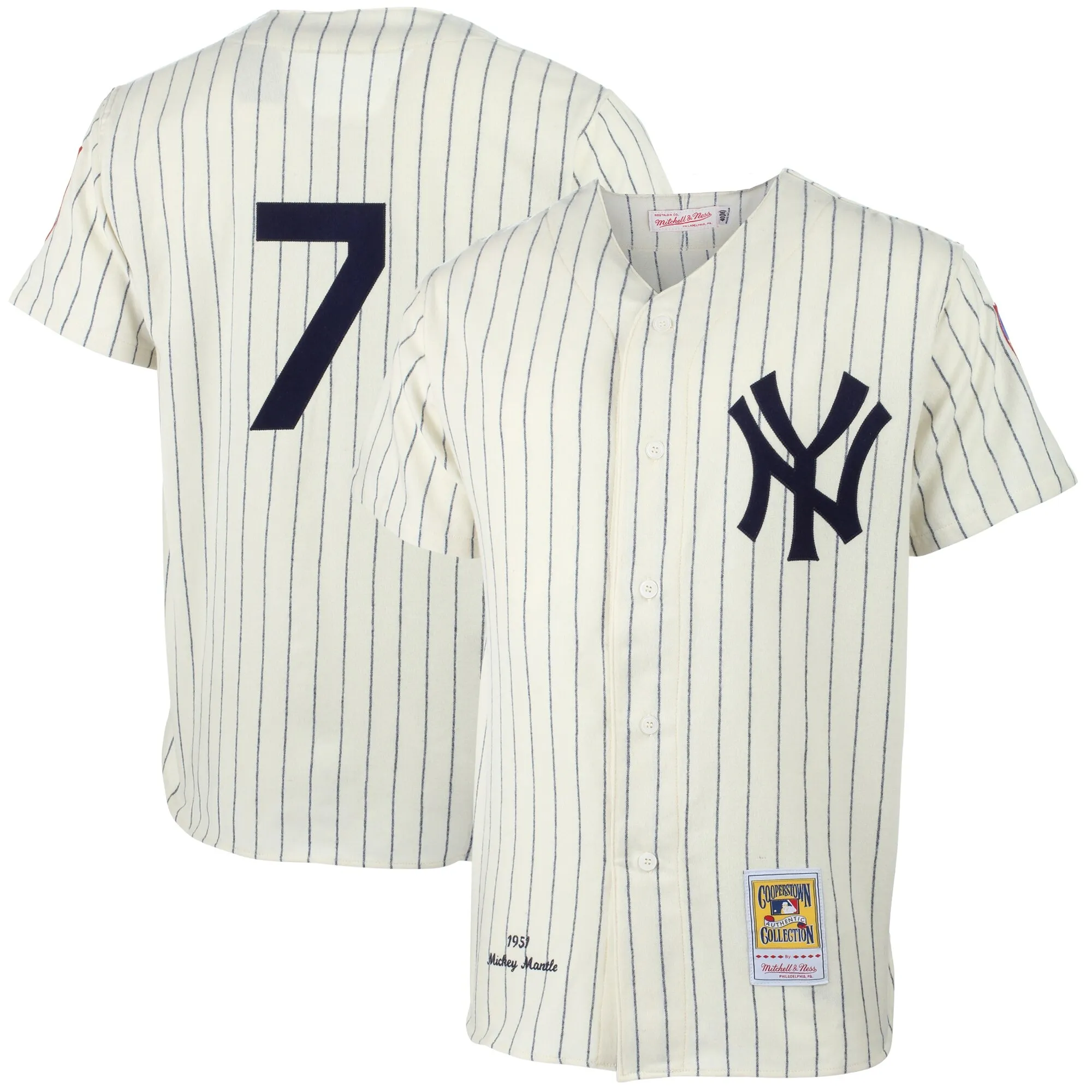 Mickey Mantle New York Yankees Mitchell & Ness 1951 Cooperstown Collection Authentic Jersey - Cream