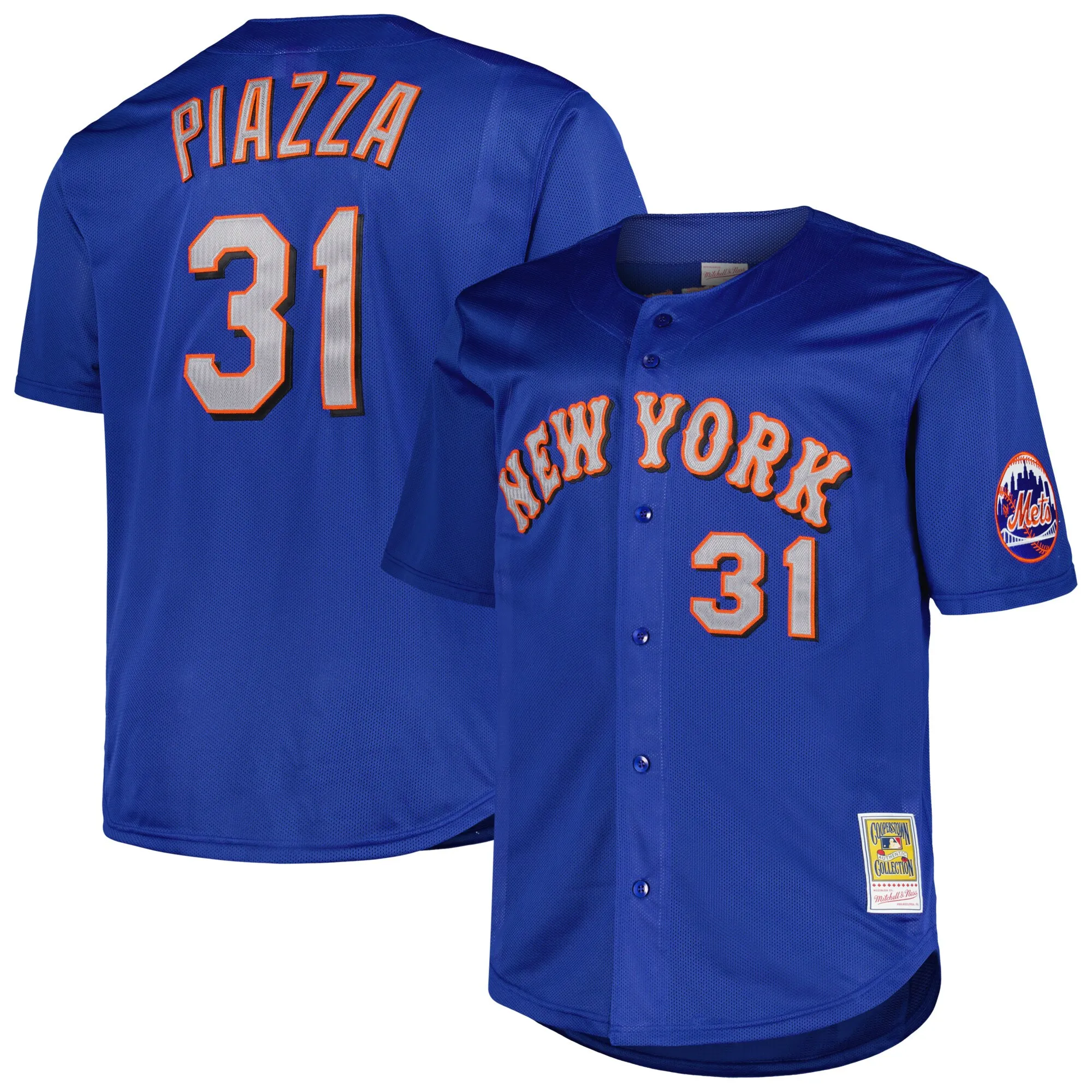 Mike Piazza New York Mets Mitchell & Ness Big & Tall Cooperstown Collection Mesh Batting Practice Jersey - Royal