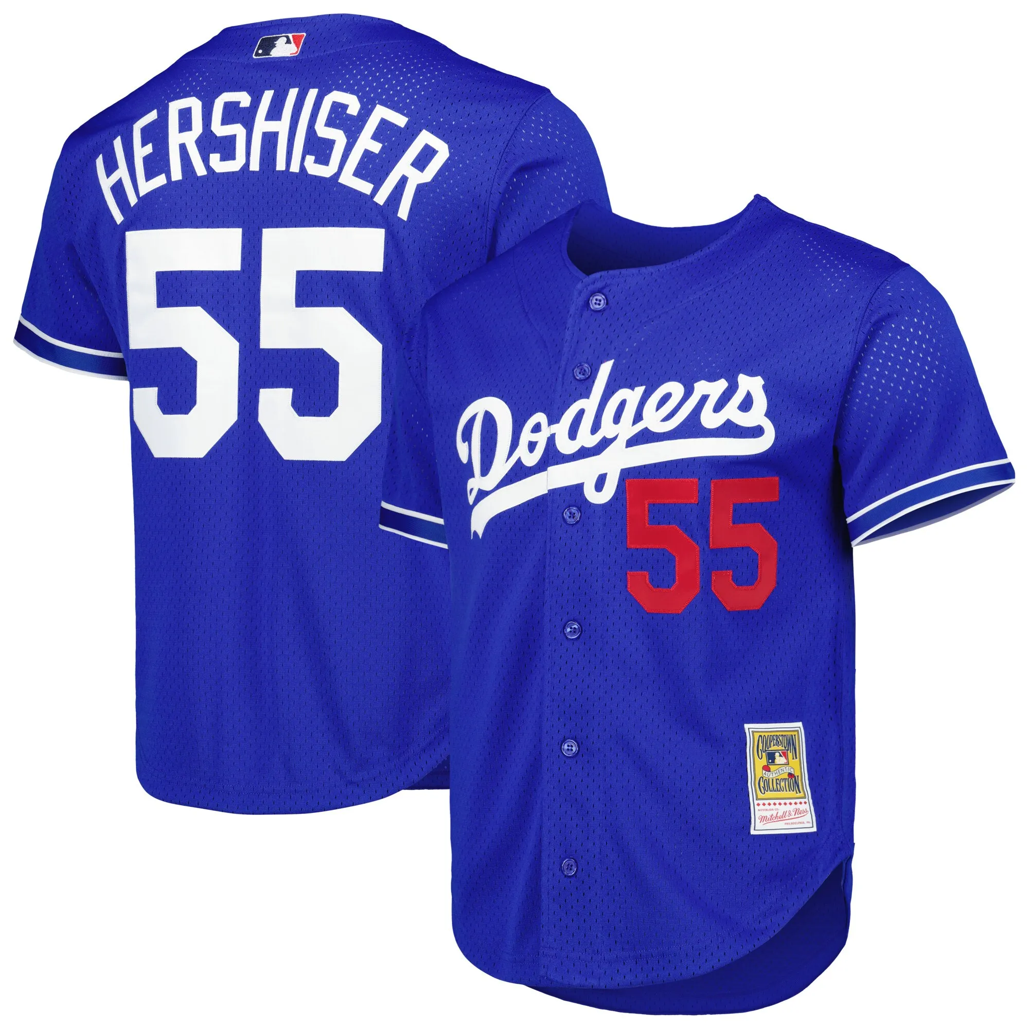 Orel Hershiser Los Angeles Dodgers Mitchell & Ness Cooperstown Collection Mesh Batting Practice Button-Up Jersey - Royal