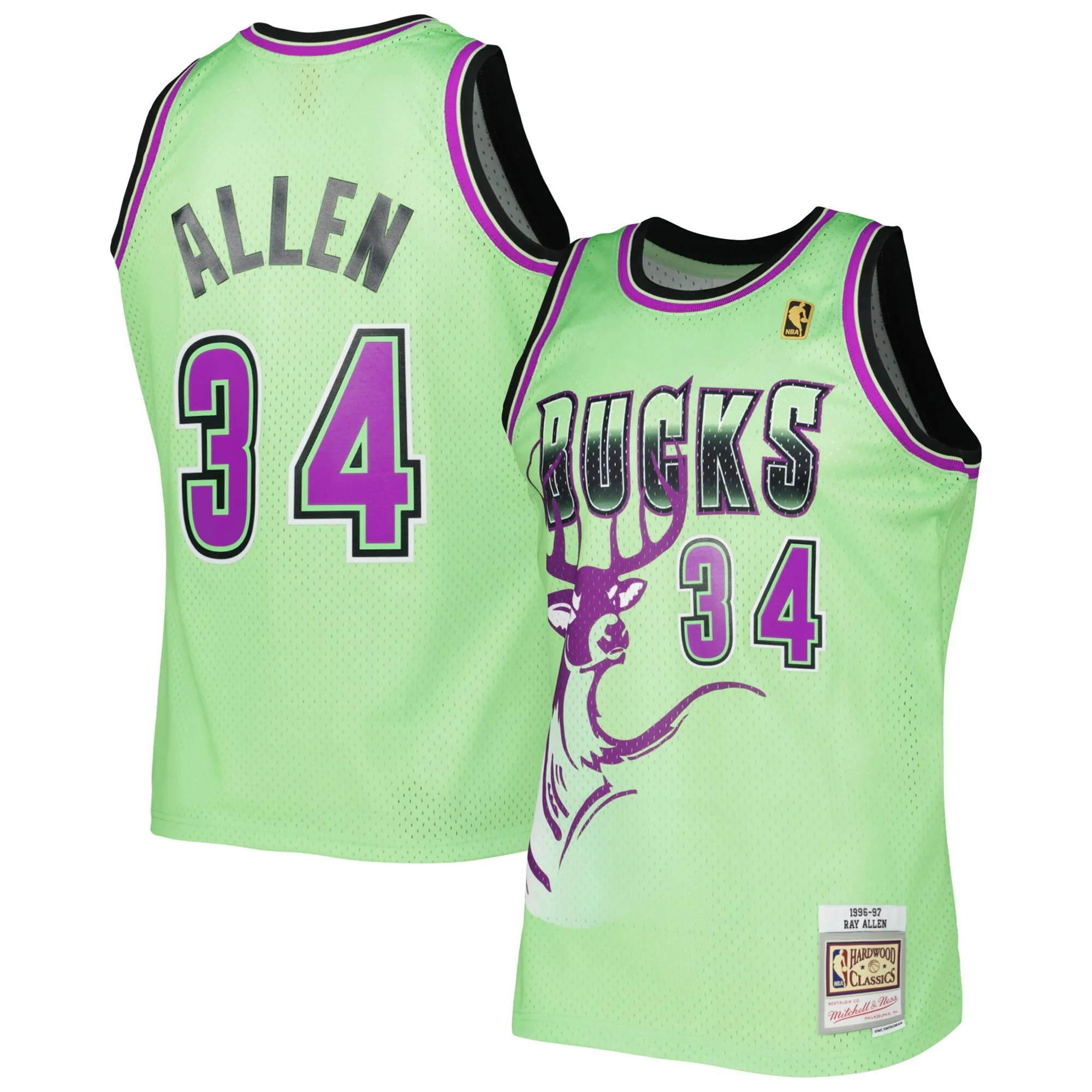 Ray Allen Milwaukee Bucks Mitchell & Ness 1996-97 Hardwood Classics Reload 3.0 Swingman Jersey - Green