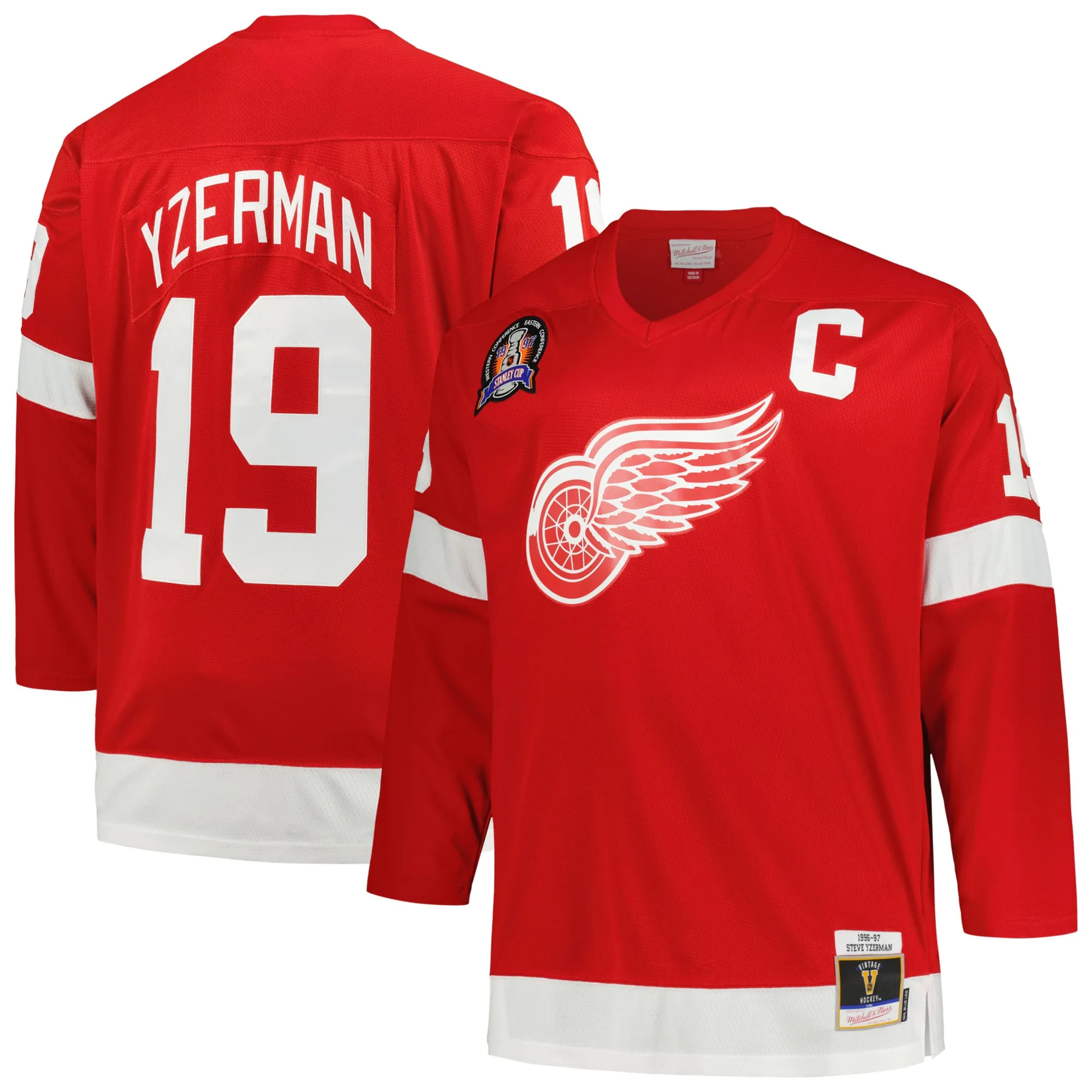 Steve Yzerman Detroit Red Wings Mitchell & Ness Big & Tall Captain Patch Blue Line Player Jersey - Red