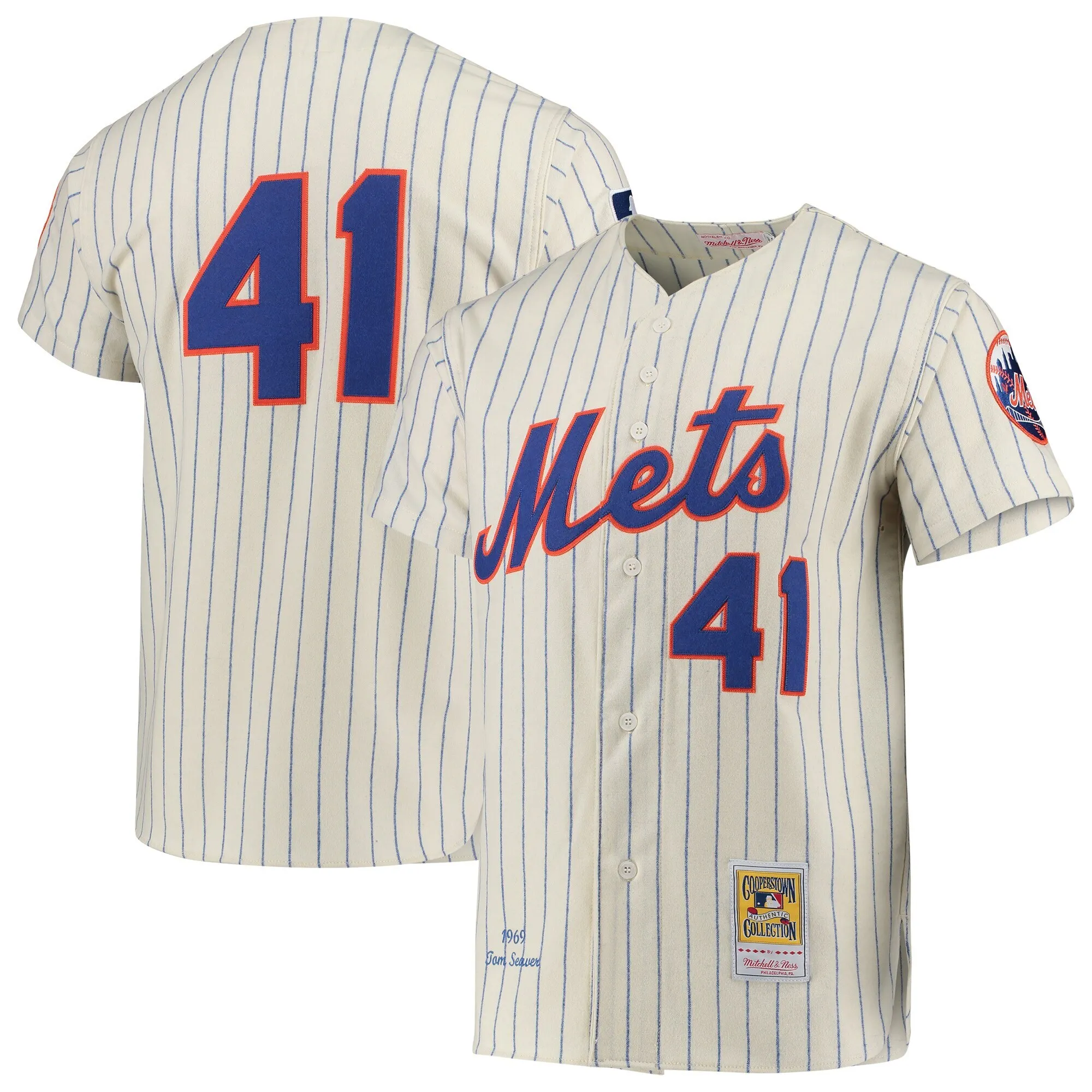 Tom Seaver New York Mets Mitchell & Ness 1969 Cooperstown Collection Authentic Jersey - Cream