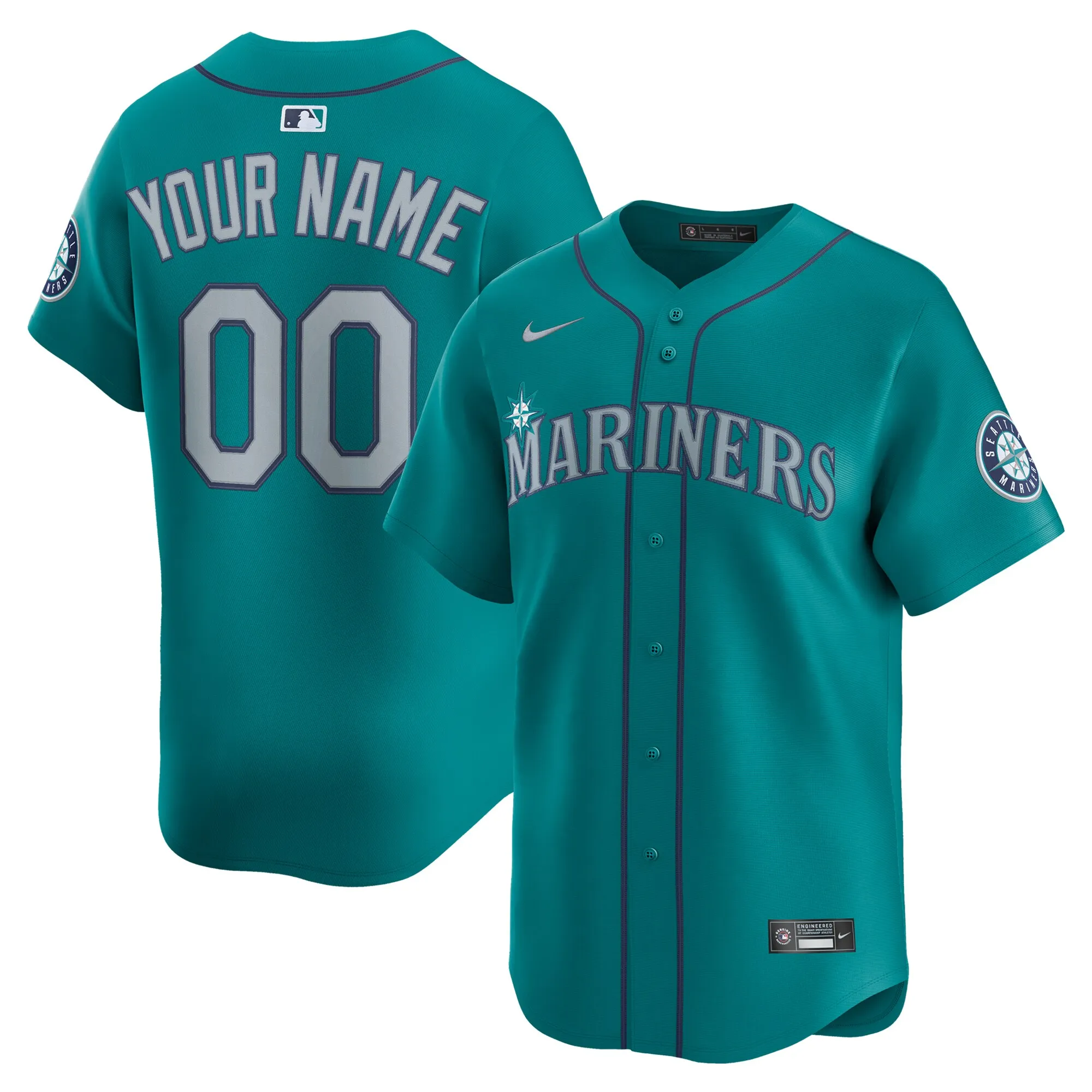 Seattle Mariners Nike Alternate Limited Custom Jersey - Aqua
