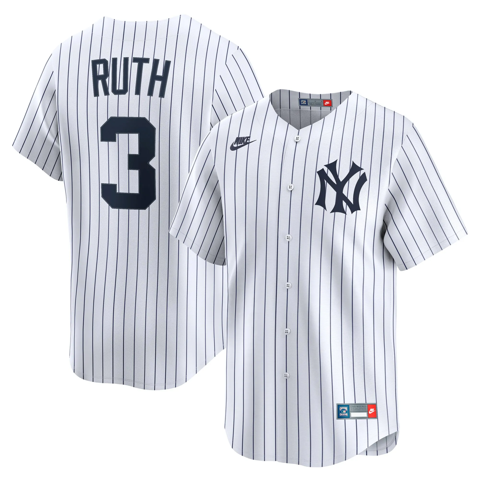Babe Ruth New York Yankees Nike Throwback Cooperstown Collection Limited Jersey - White