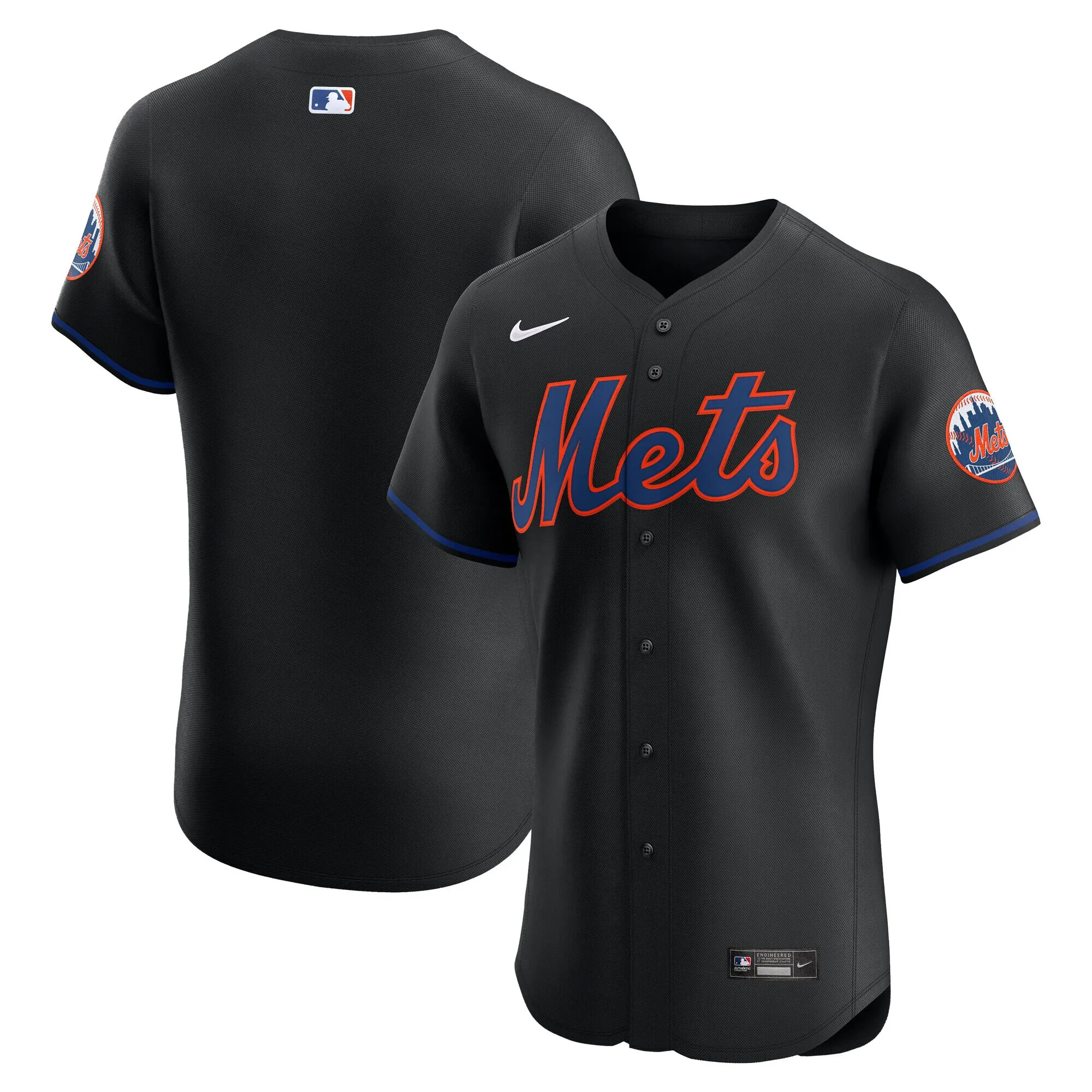 New York Mets Nike Alternate  Elite Jersey - Black
