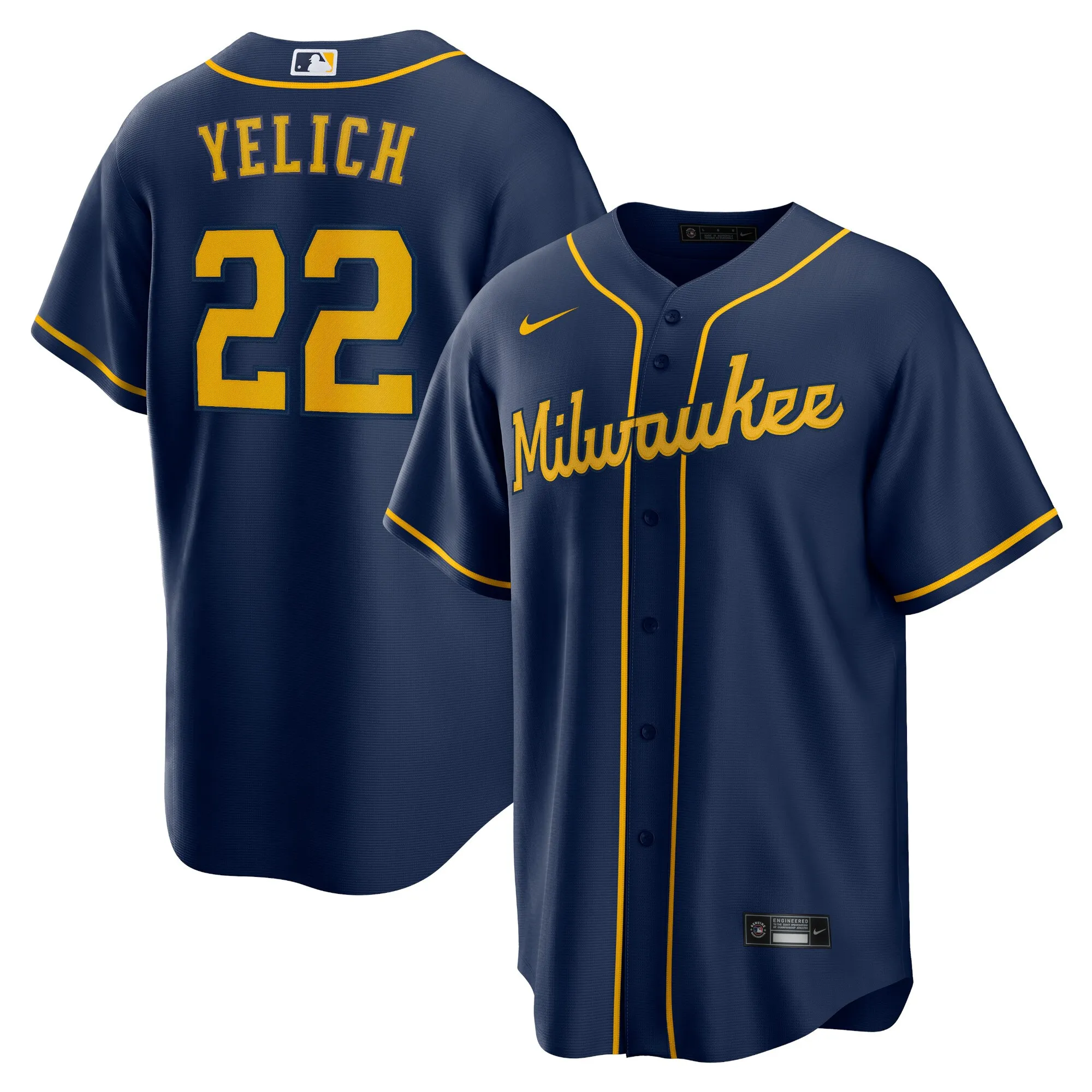Christian Yelich Milwaukee Brewers Nike Alternate 2 Replica Jersey - Navy