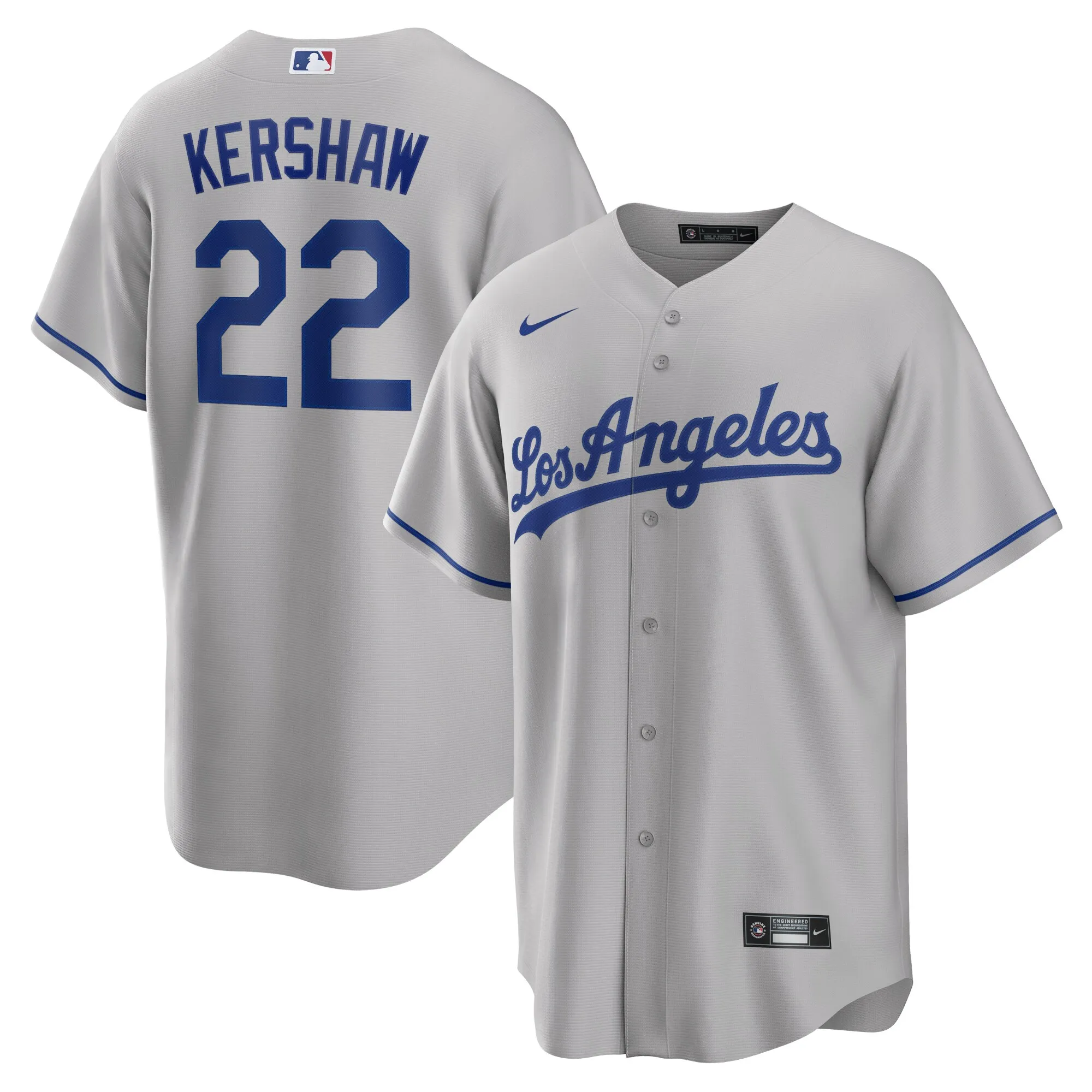 Clayton Kershaw Los Angeles Dodgers Nike Road Replica Player Name Jersey - Gray