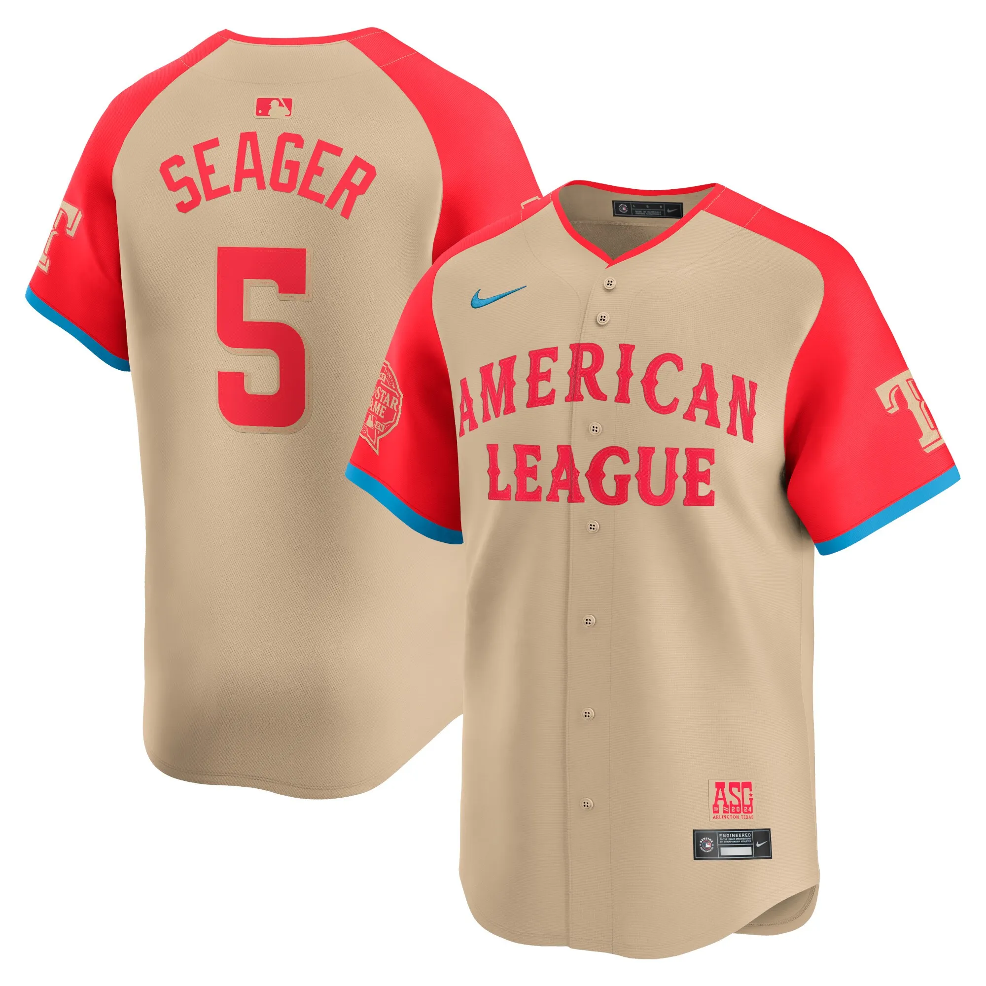 Corey Seager American League Nike 2024 MLB All-Star Game Limited Player Jersey - Cream