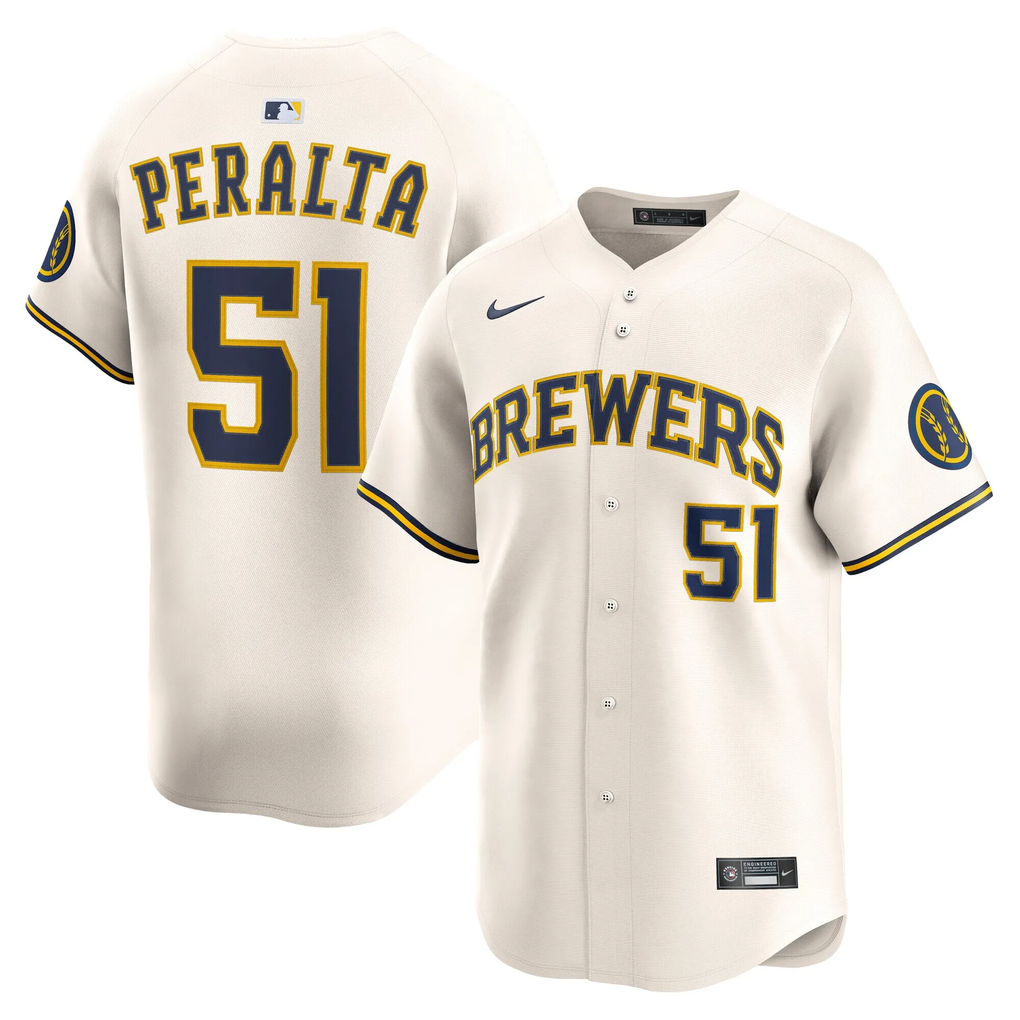 Freddy Peralta Milwaukee Brewers Nike Home Limited Player Jersey - Cream