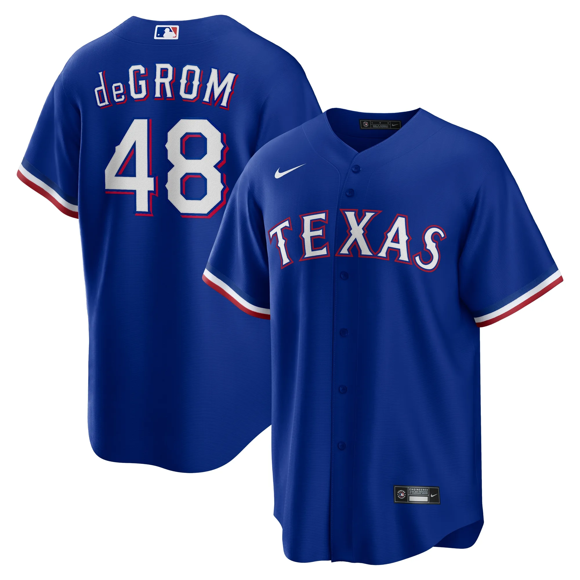 Jacob deGrom Texas Rangers Nike Alternate 2 Replica Jersey - Deep Royal
