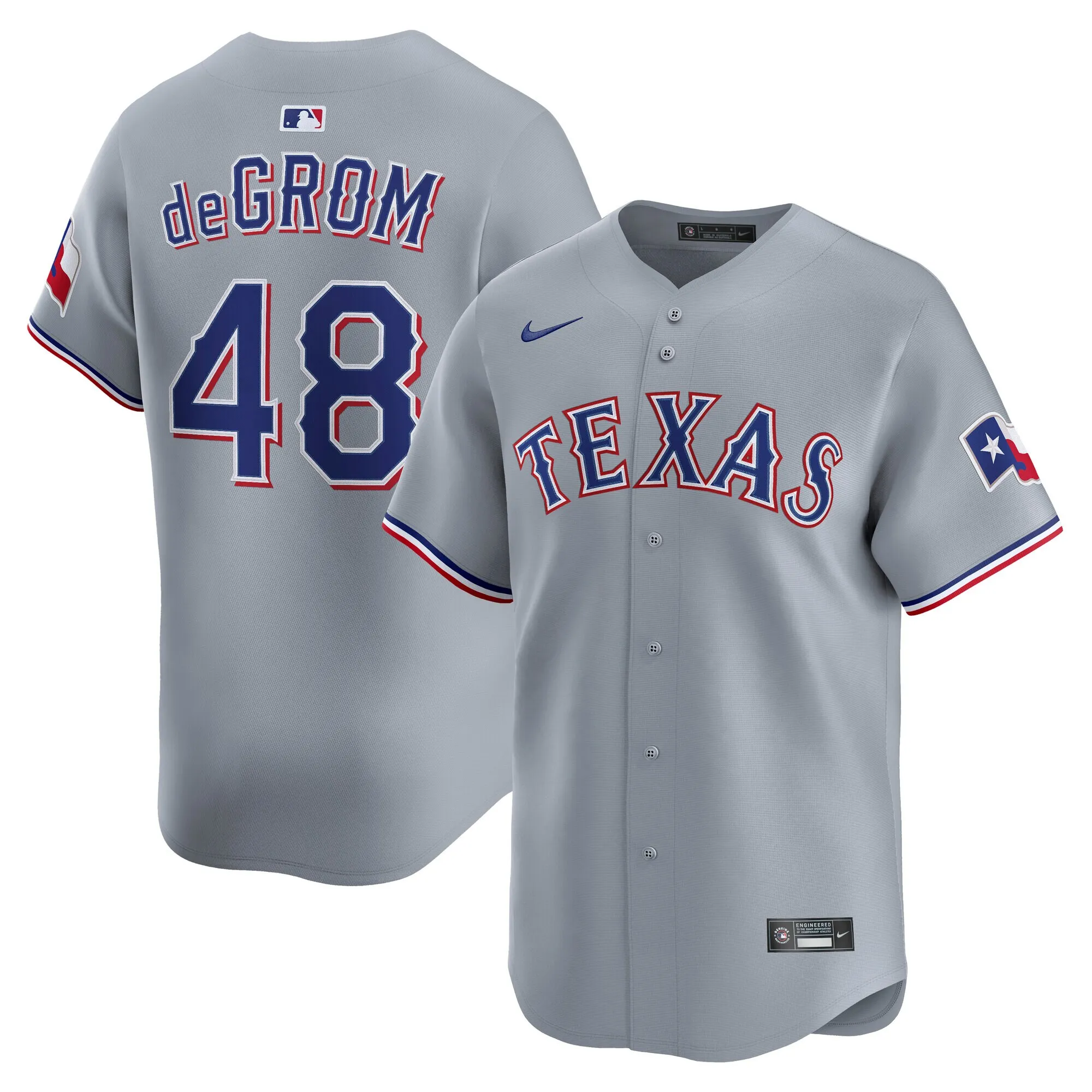 Jacob deGrom Texas Rangers Nike Road Limited Player Jersey - Gray