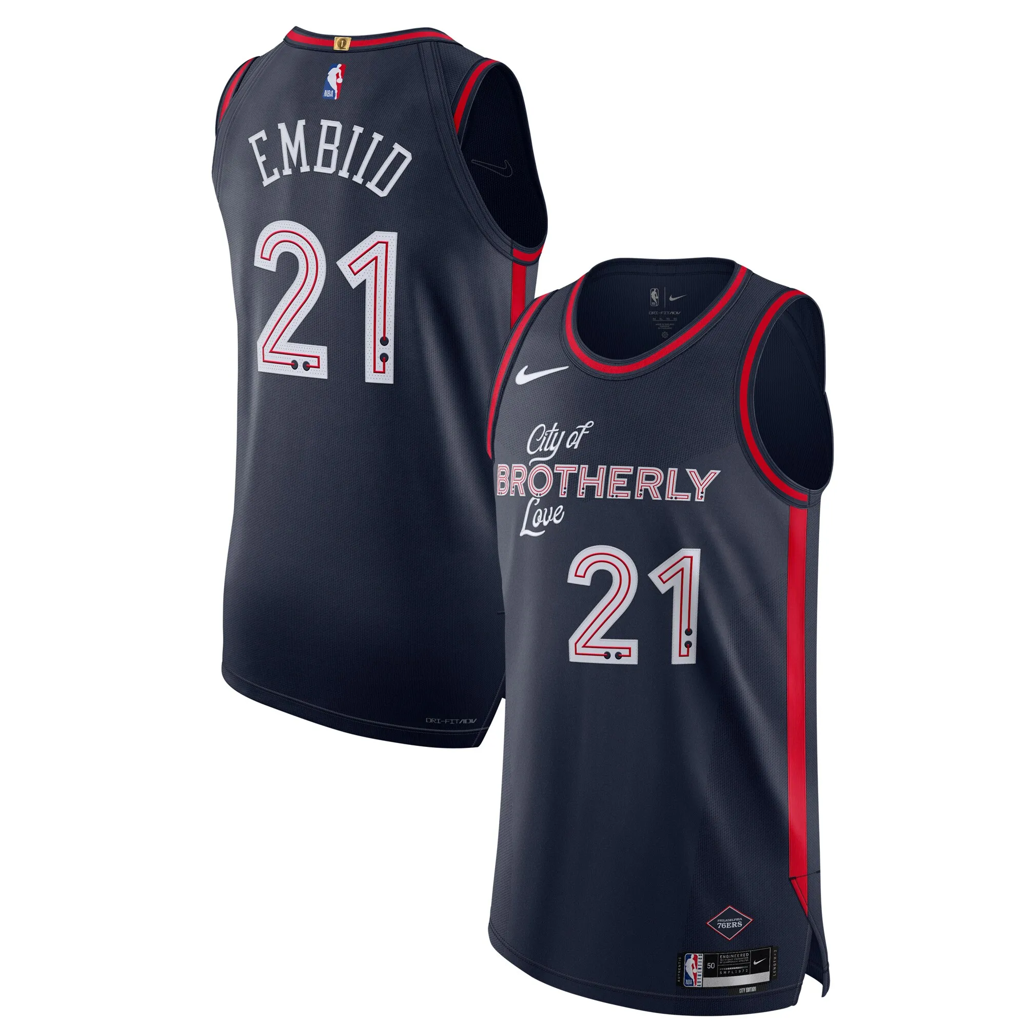 Nike Joel Embiid Philadelphia 76ers  Authentic Jersey - City Edition - Navy