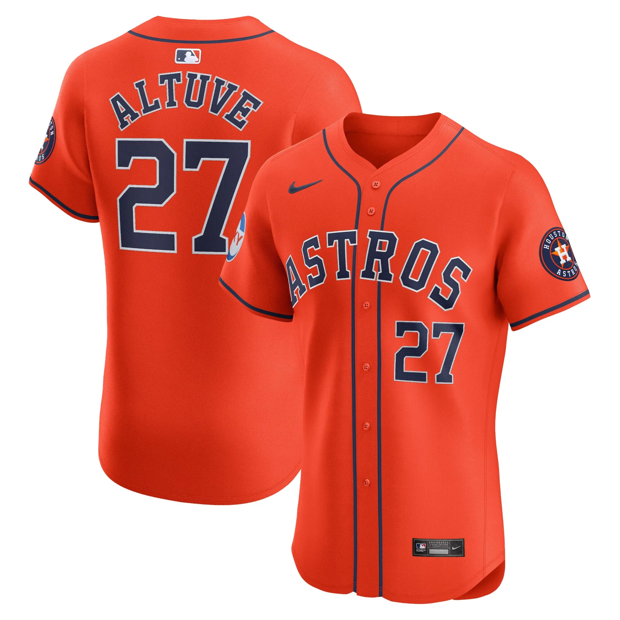Jose Altuve Houston Astros Nike Alternate Elite Sponsor Patch Player Jersey - Orange