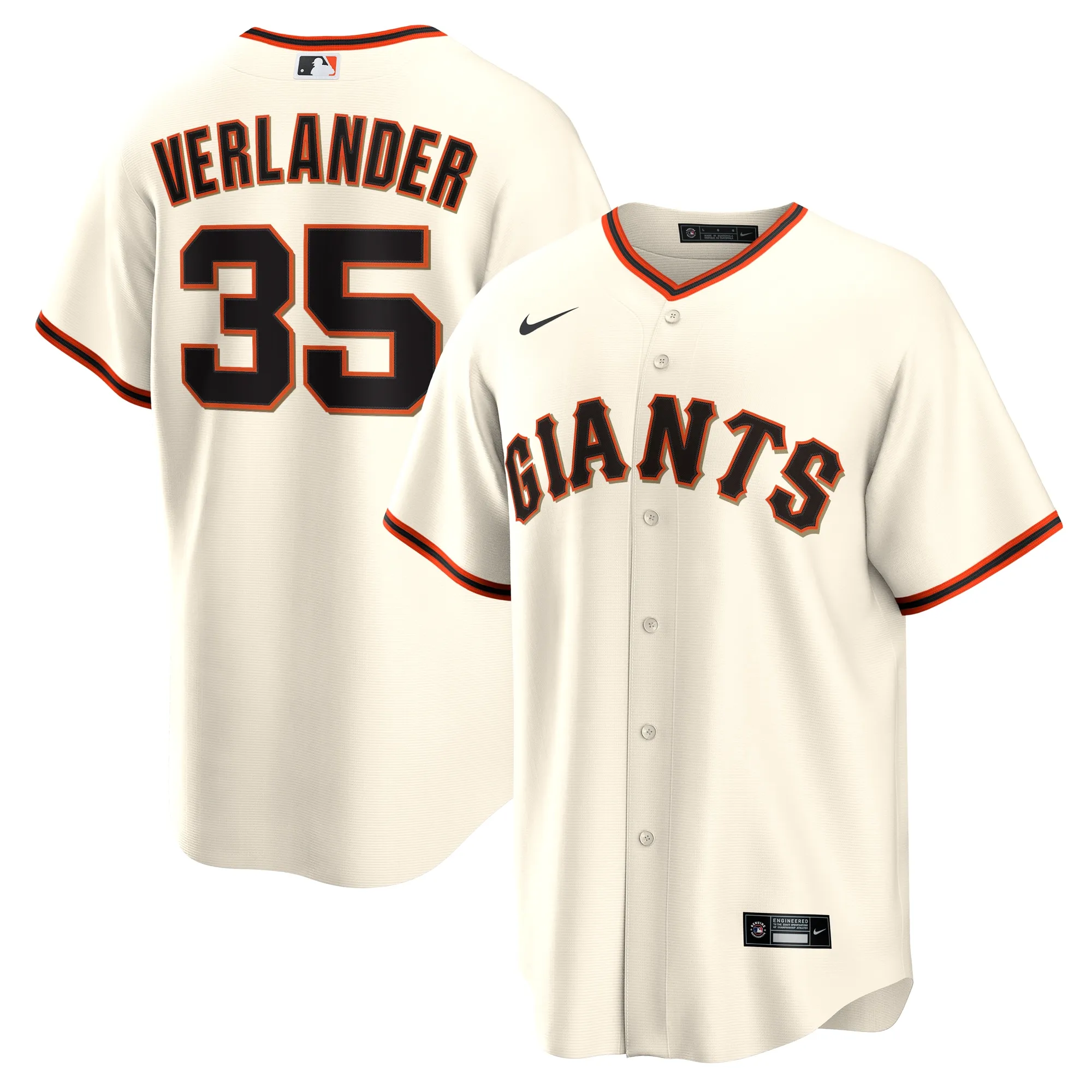 Justin Verlander San Francisco Giants Nike Home Replica Jersey - Cream