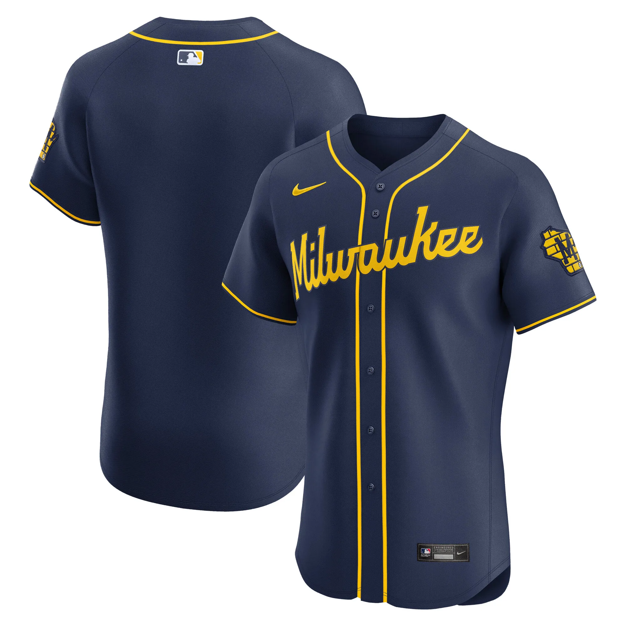 Milwaukee Brewers Nike Alternate 2  Elite Jersey - Navy