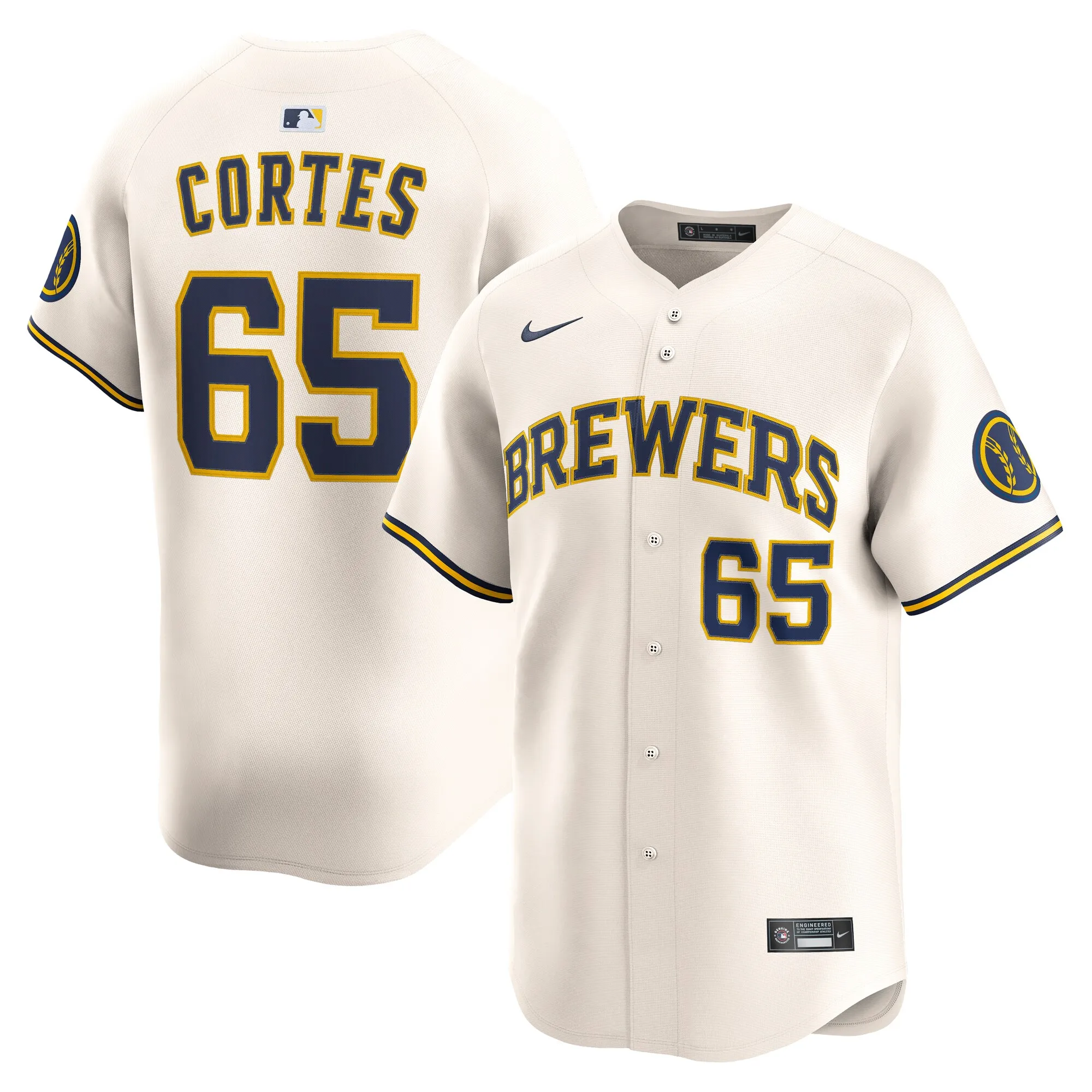 Nestor Cortes Milwaukee Brewers Nike Home Limited Player Jersey - Cream